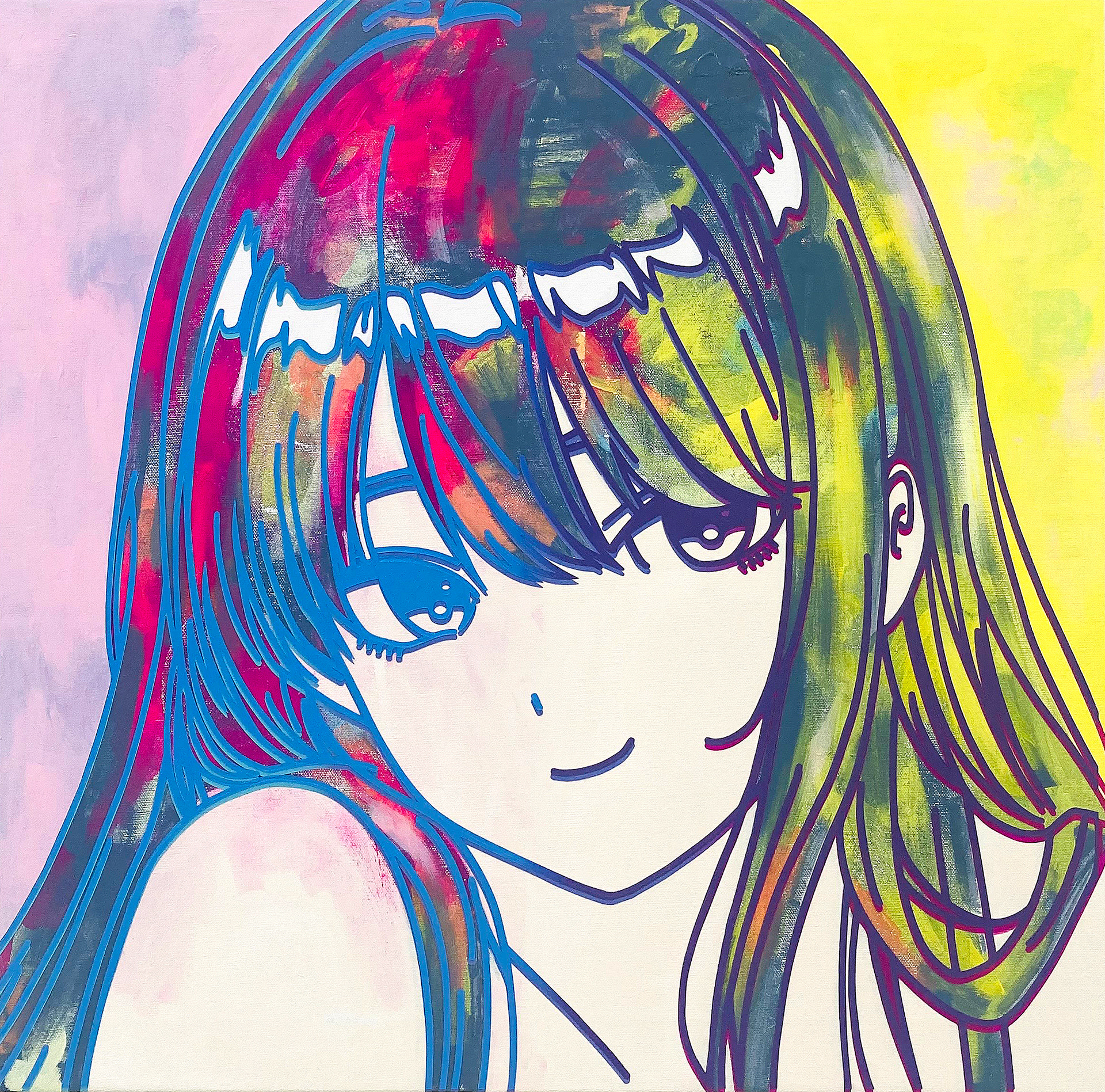 #382_80's Tokyo Girl, Acrylic on canvas, 60.6 x 60.6 cm, 2023