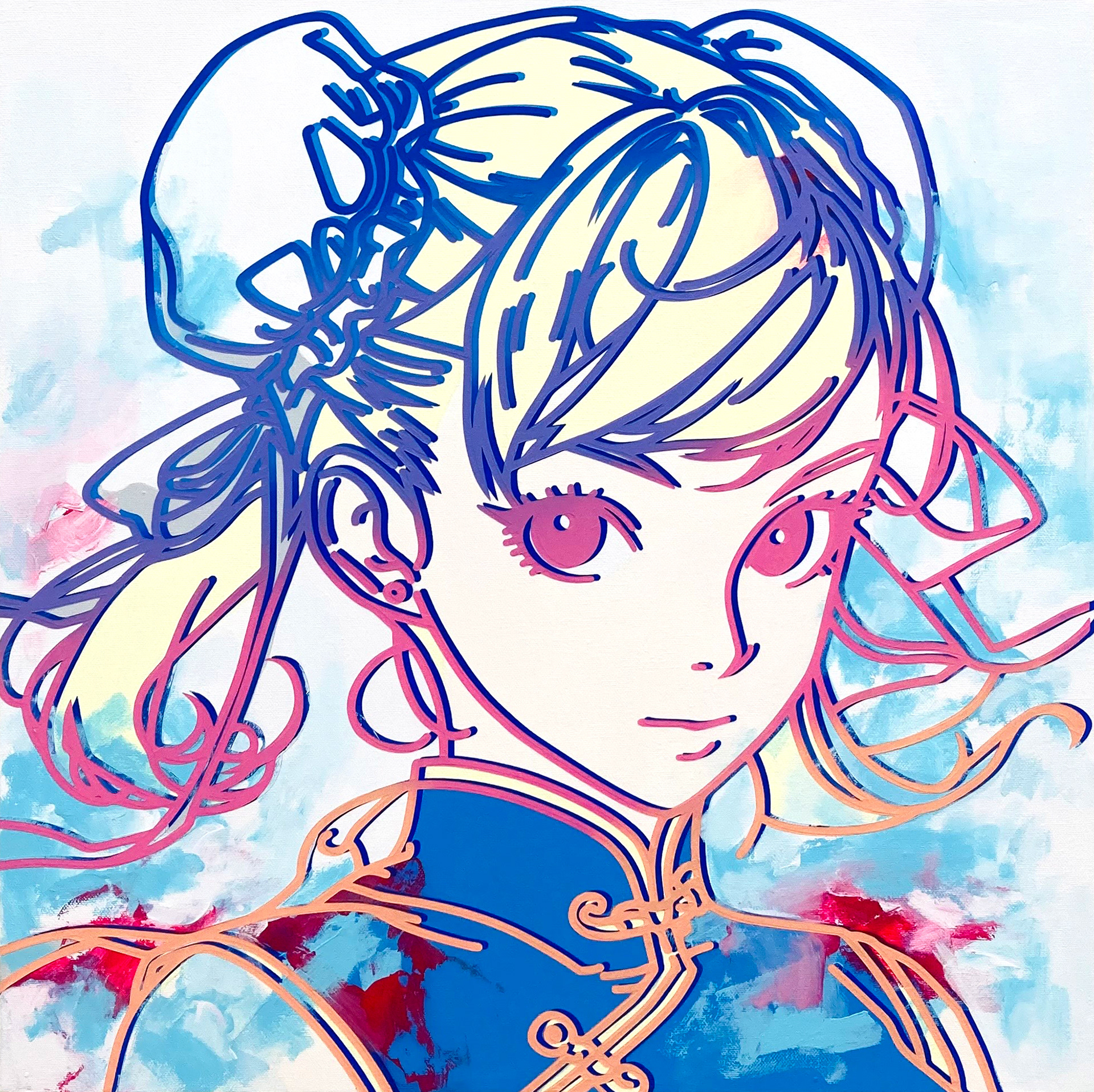 #756_Chun-li, Acrylic on canvas, 45.5 x 45.4 cm, 2023