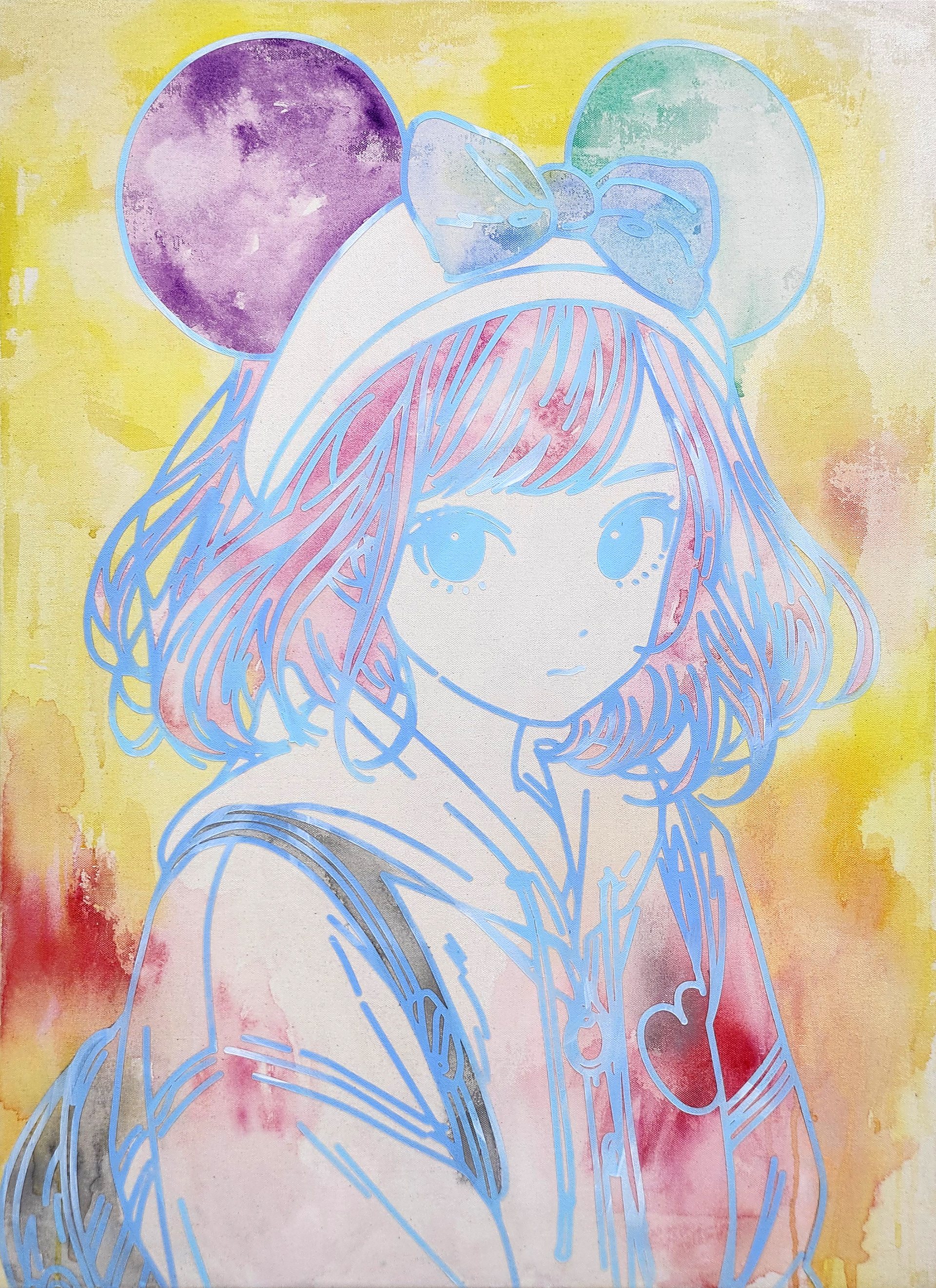 #891_Mini Mouse, Acrylic and  oriental color on canvas, 90.9 x 65.1 cm, 2023