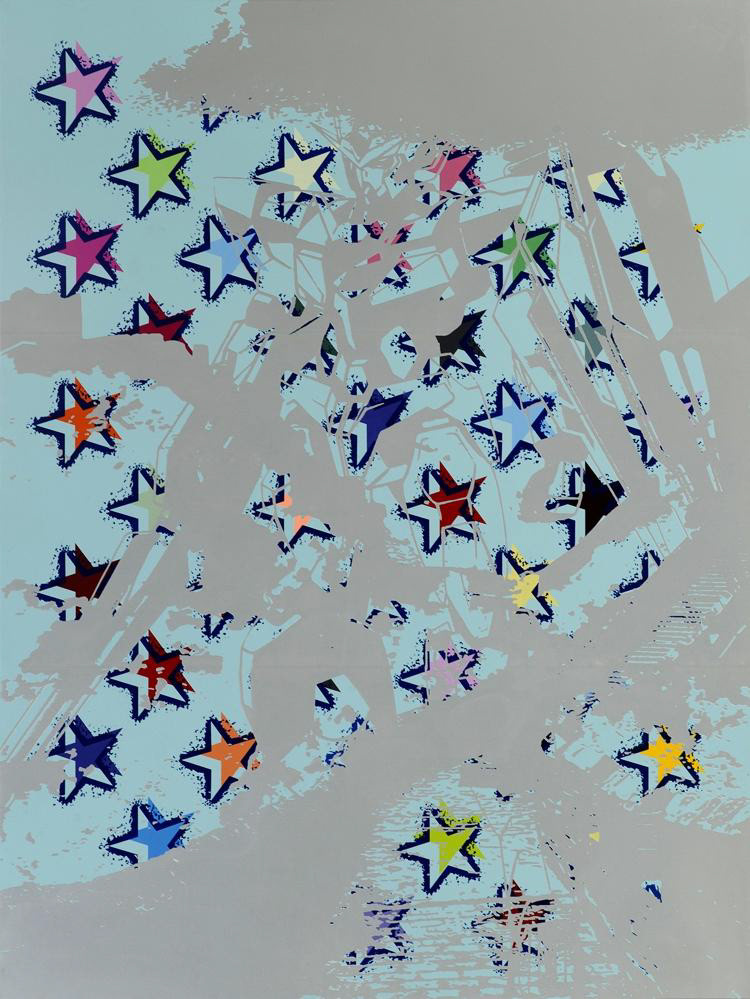 Gundam Qan[T] in the Great Wall with Fifty Stars, Acrylic on canvas, 180 x 135 cm, 2012