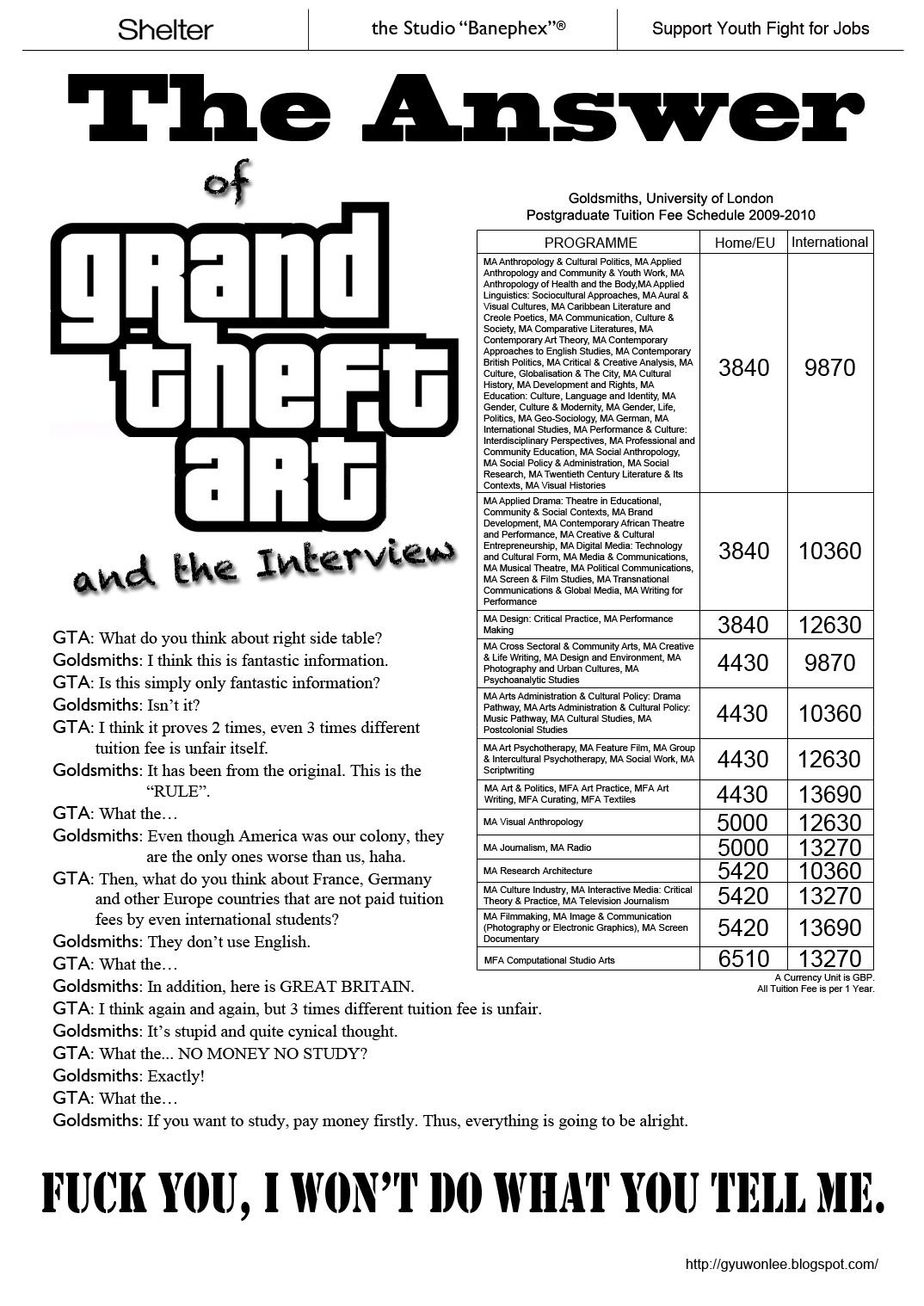 The Answer of GTA and the Interview, black & white print, 29.7 cm x 21 cm, 2010