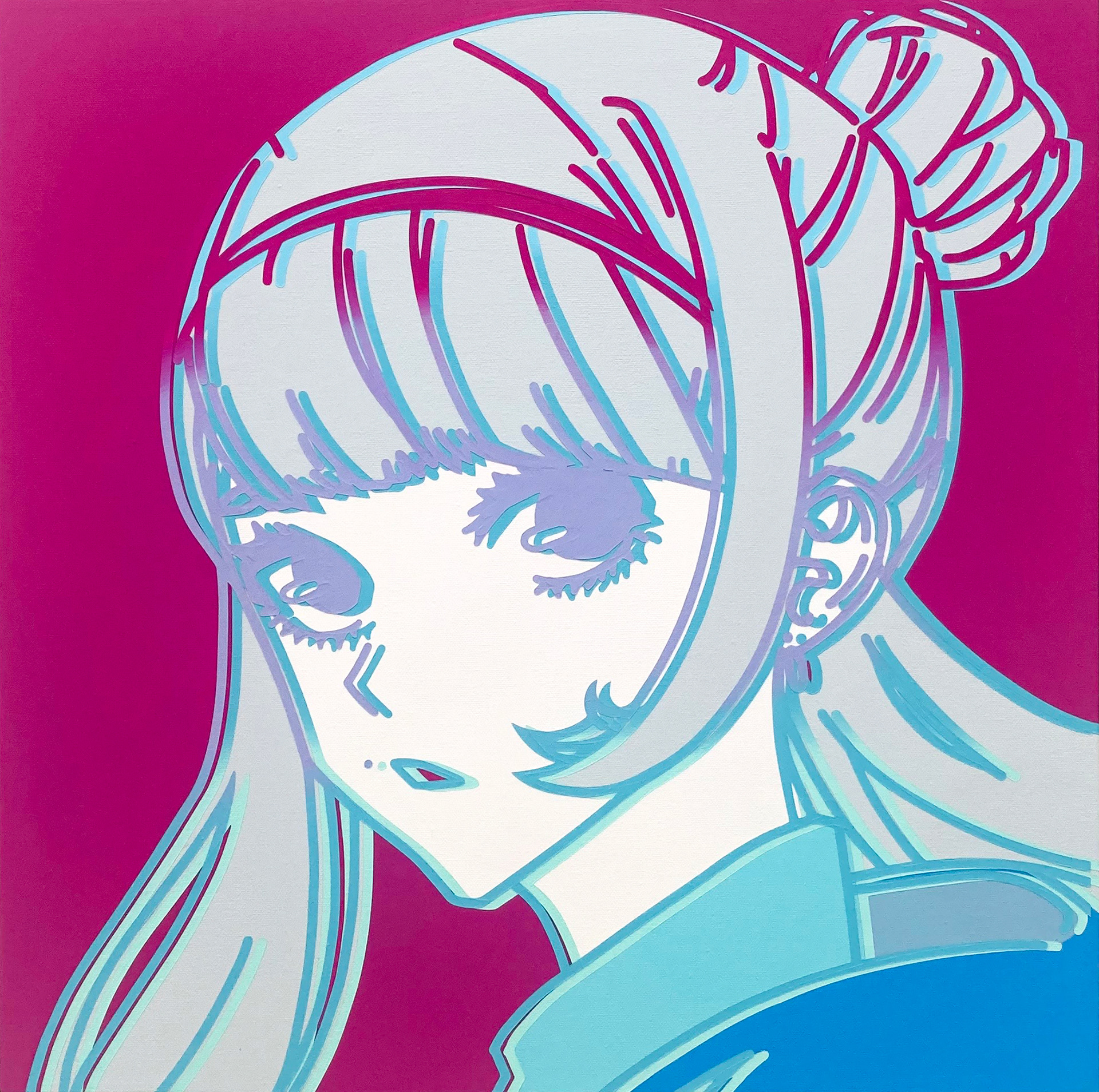 #602_Cool Adult Women, Acrylic on canvas, 45.5 x 45.4 cm, 2023