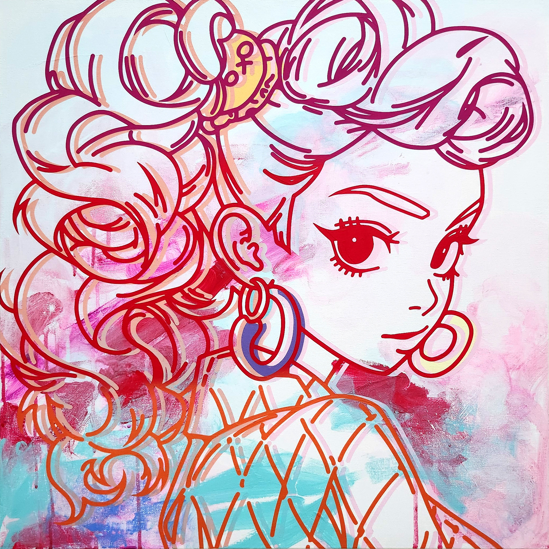 #656_Ariana Grande, Acrylic on canvas, 60.6 x 60.6 cm, 2023