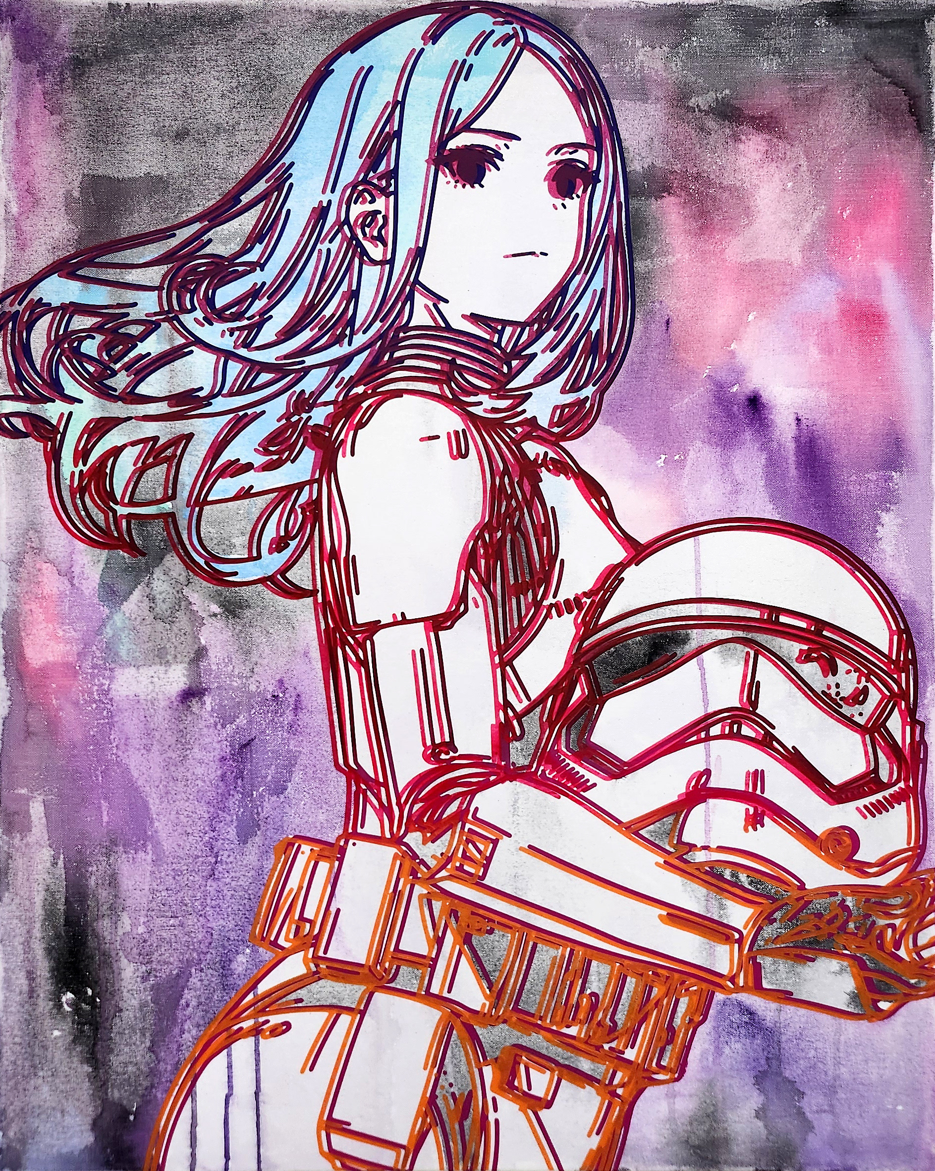 #1111_Stormtrooper, Acrylic and  oriental color on canvas, 90.9 x 72.7 cm, 2024
