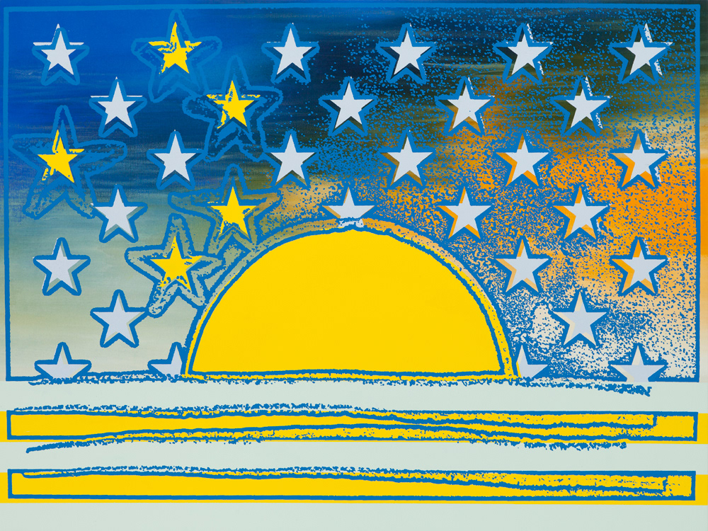 Sunset in Korea, Acrylic and silkscreen ink on canvas, 76.2 x 101.2 cm, 2012