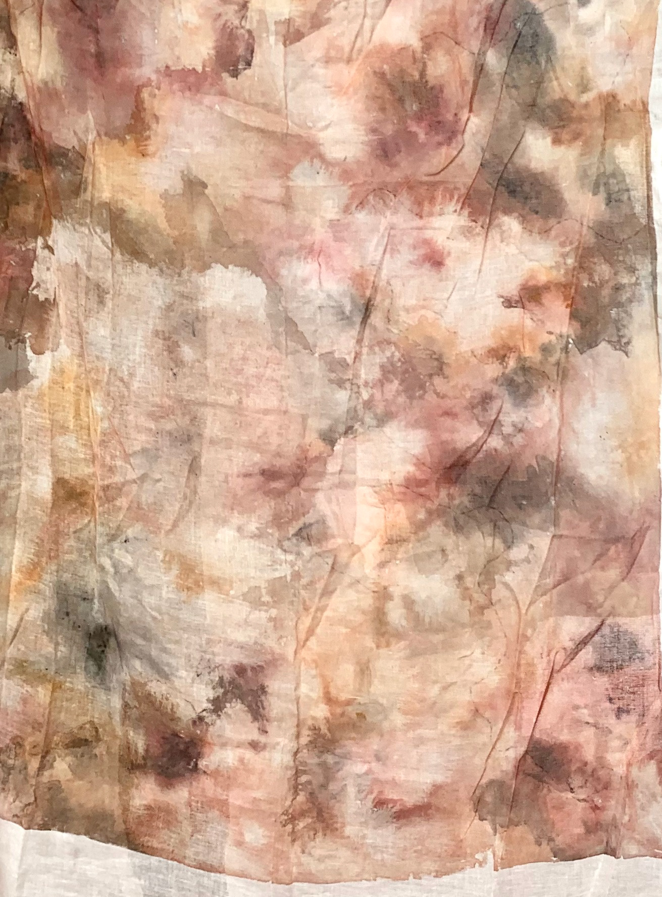 4' x 8'. cheesecloth, acrylic paint, cotton thread.