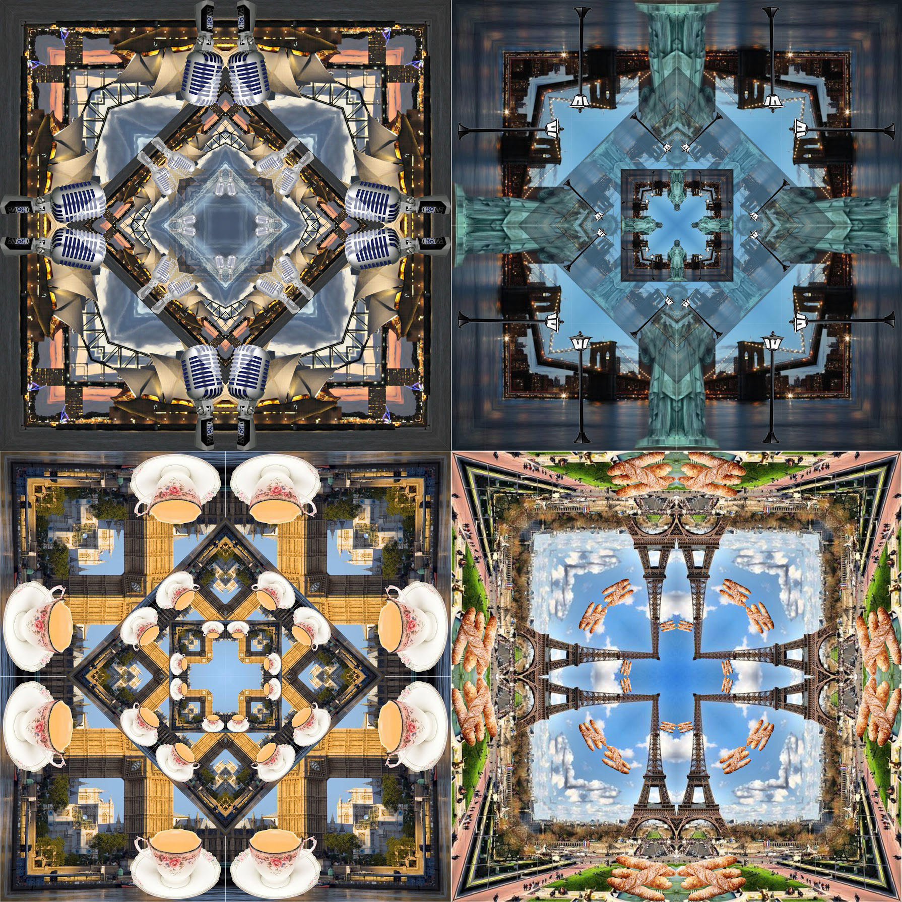 Kaleidoscope Countries, 2019, 1790 x 1790 Pixels, Highschool project, wanted to try my hand at making what it feels like to look in a kaleidoscope