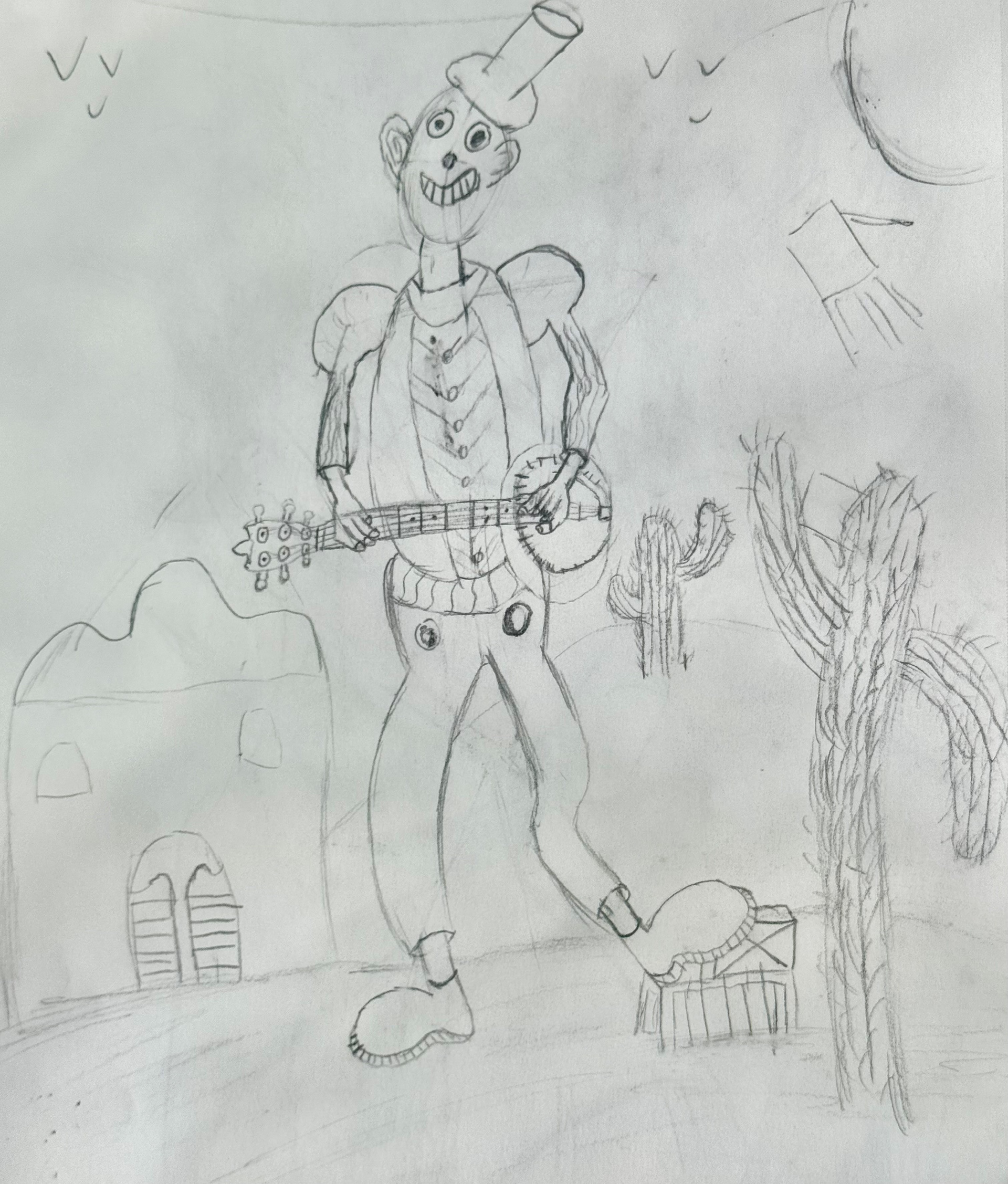 Western Banjo Joe, Personal Project, 3021 x 3548 pixels, Banjo Man
