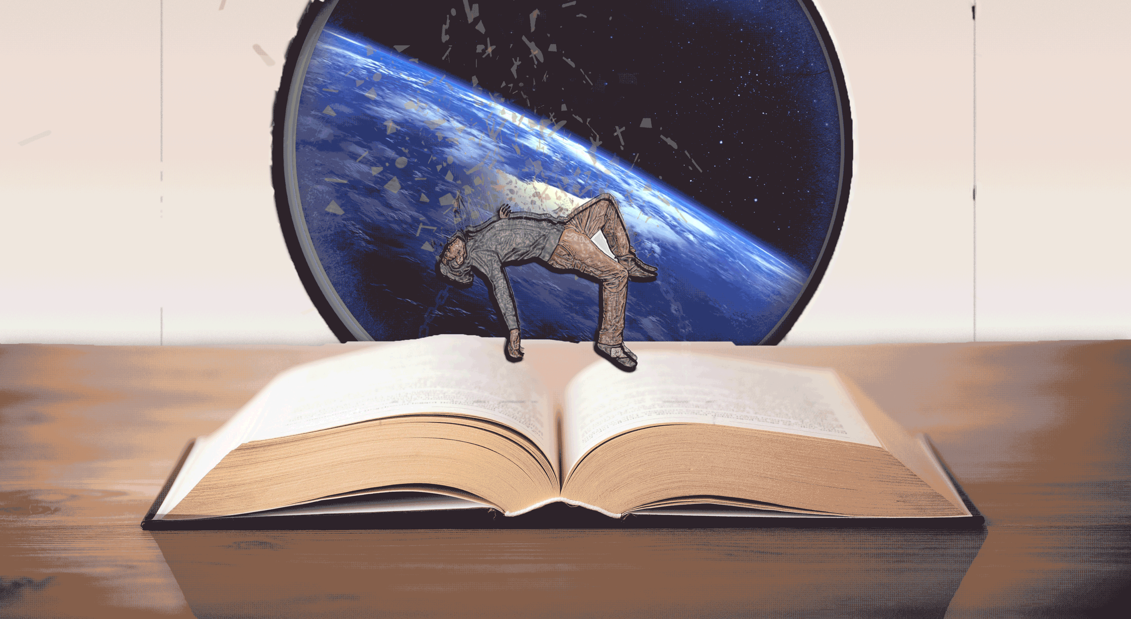 Book of Knowledge, 4400 x 2407, Personal Project, person gaining knowledge in space