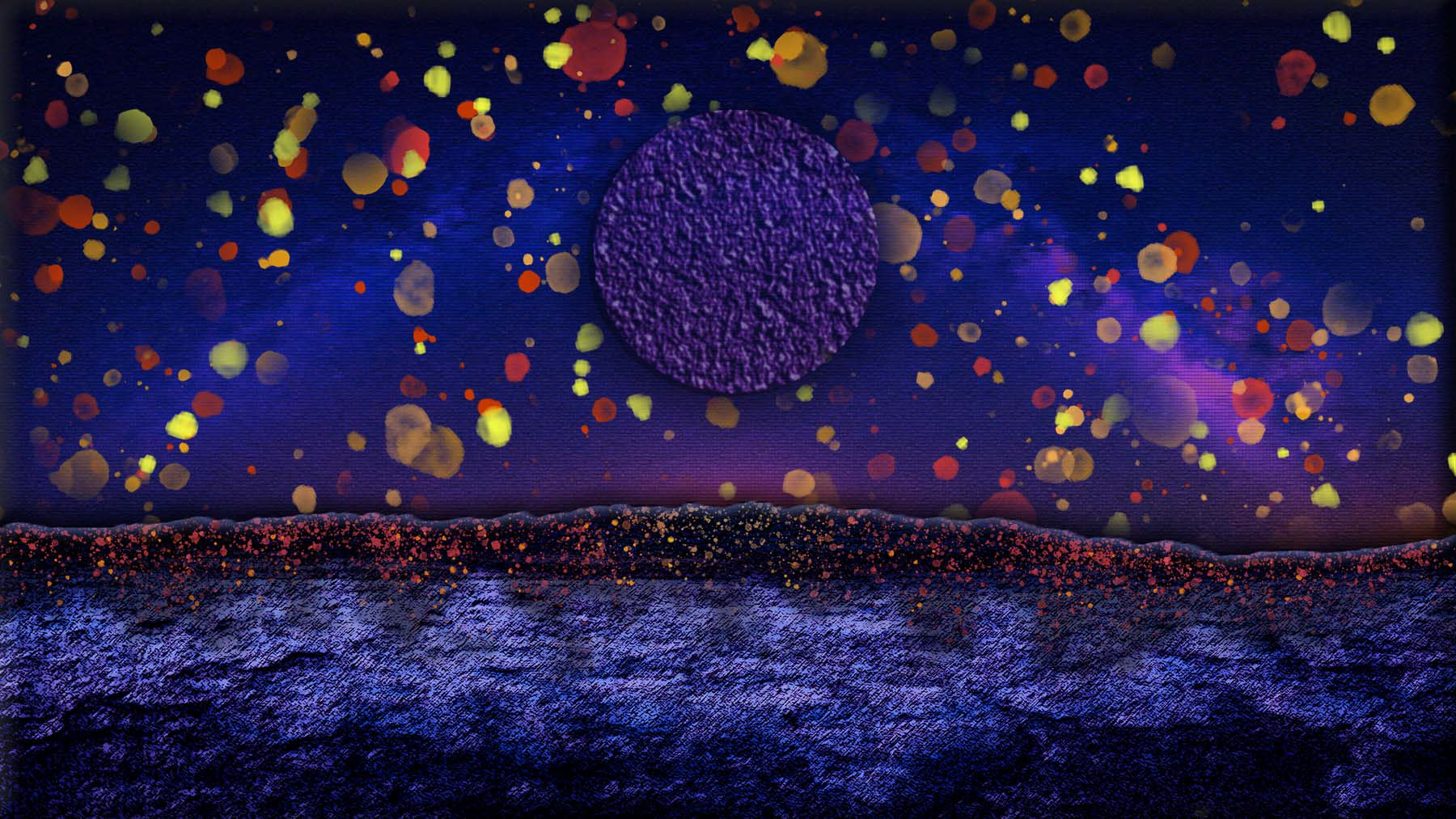 Particle Night,2024, 1800 x 1013 Pixels, Personal Self Project, Wanted to make a Retro Art theme