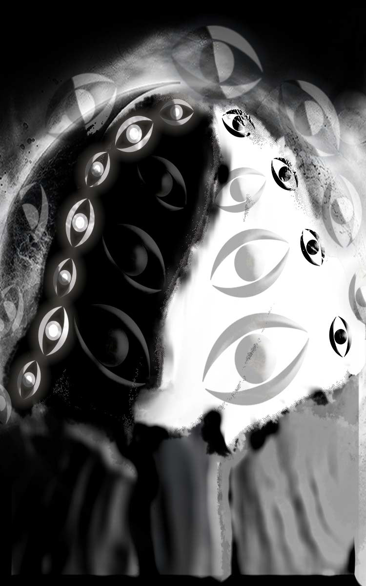 Yin and Yang, 2024,750 x 1200 Pixels, Personal Self Project, Wanted to make a cool design with the Yin and Yang theme