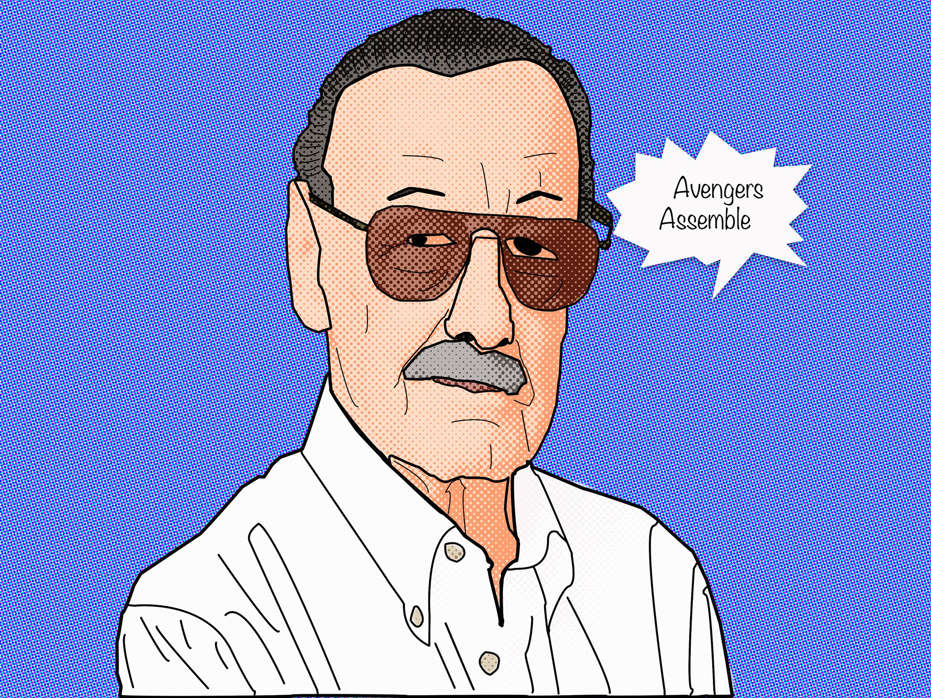 Stanlee appreciation, 2019, 3787 x 1790 Pixels, Highschool Project, Made this for the one and only marvel legend
