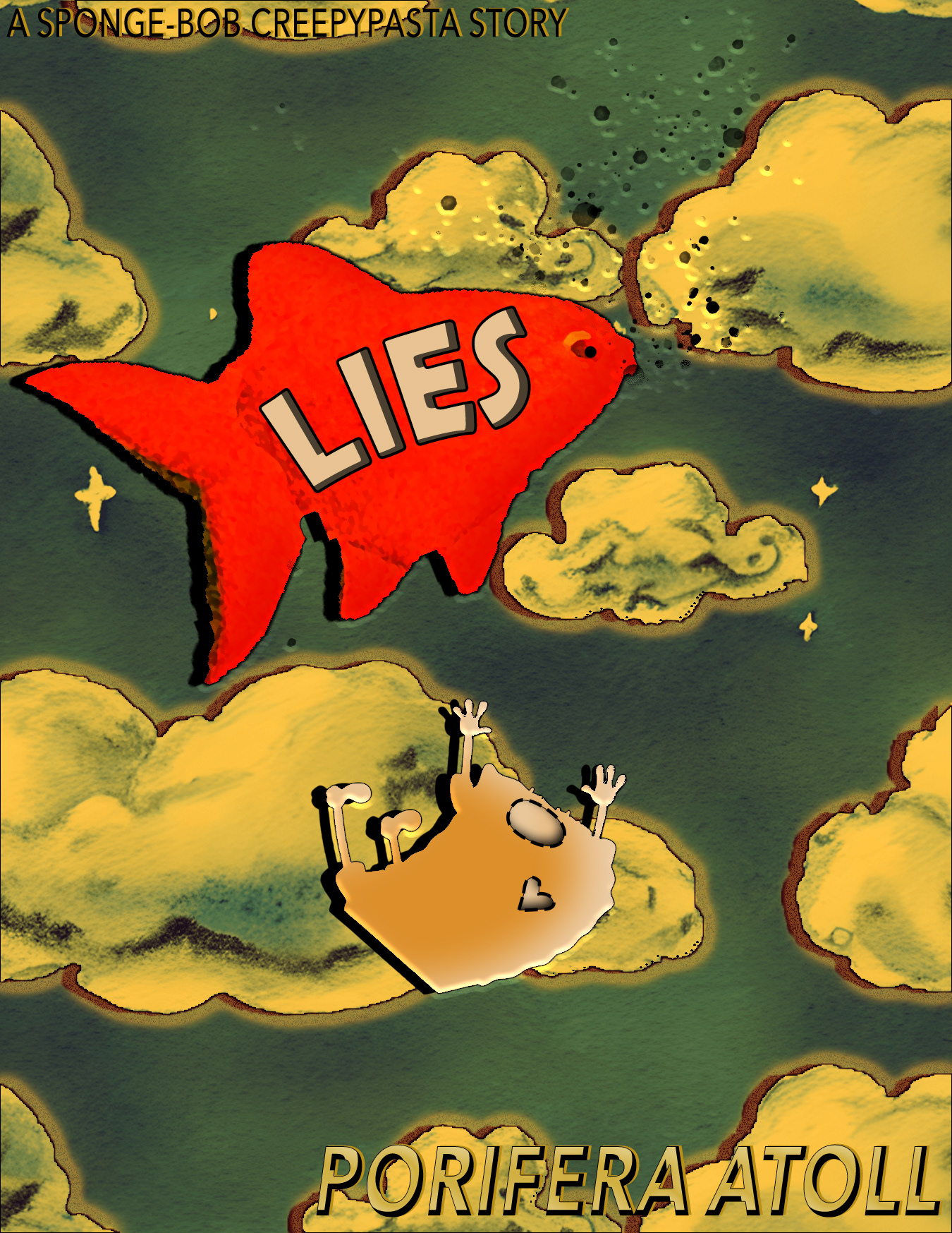 SpongeBob FNF Fan Poster, 1350 x 1747, Personal Project, I saw a cool FNF mod and I wanted to create a cool poster based on a shot of the mod