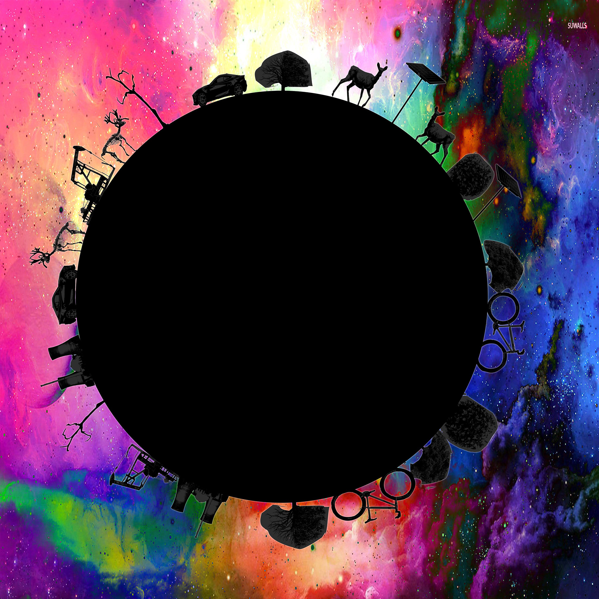 World of Oil, 2019,3600 x 3600 Pixels, Highschool Project, wanted to make a world like the one in world of goo