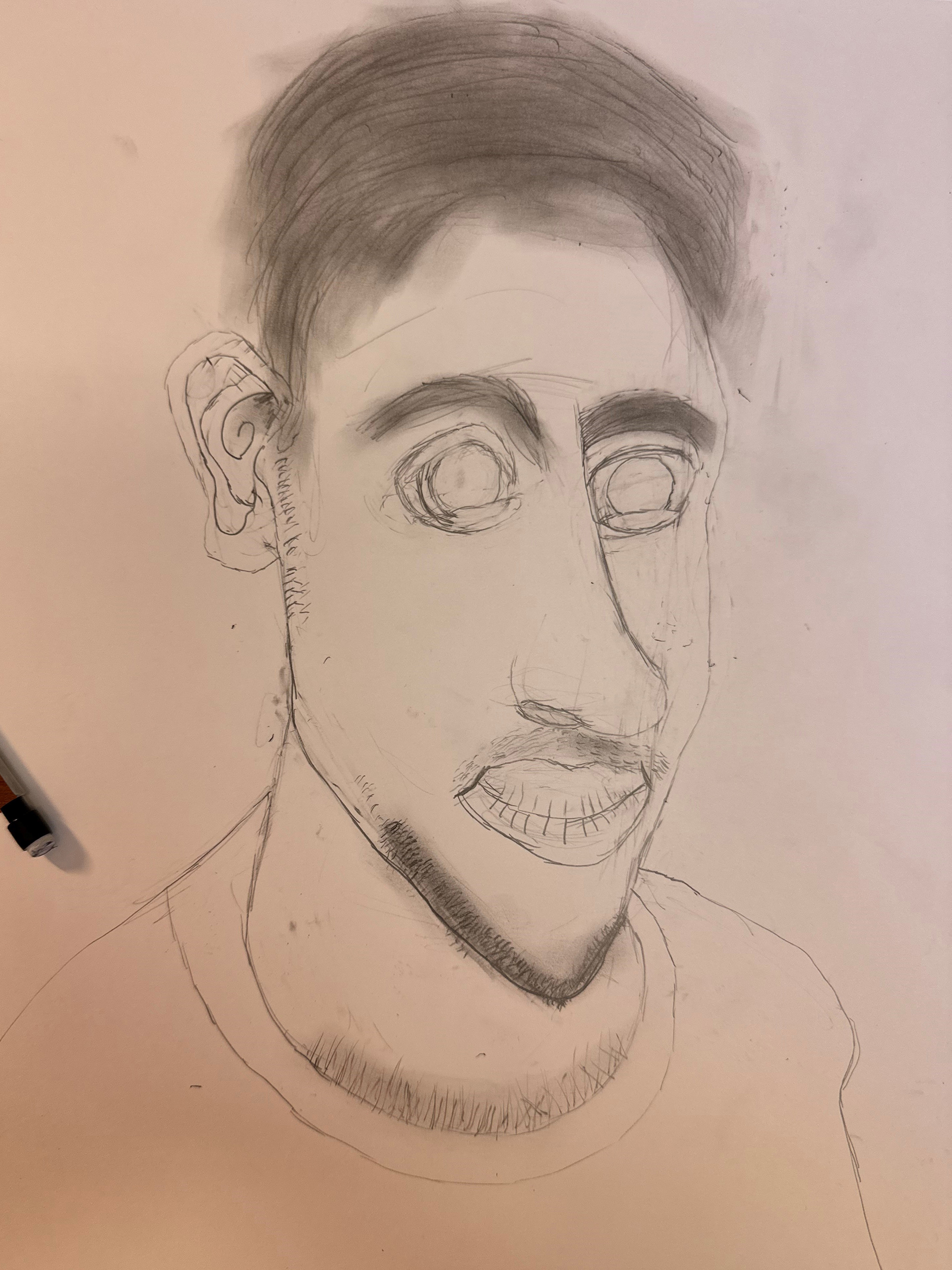 Character Sketch, 2024,11 x 14 Inches, Illustration Project ,2024, Sketch of first time doing a face drawing