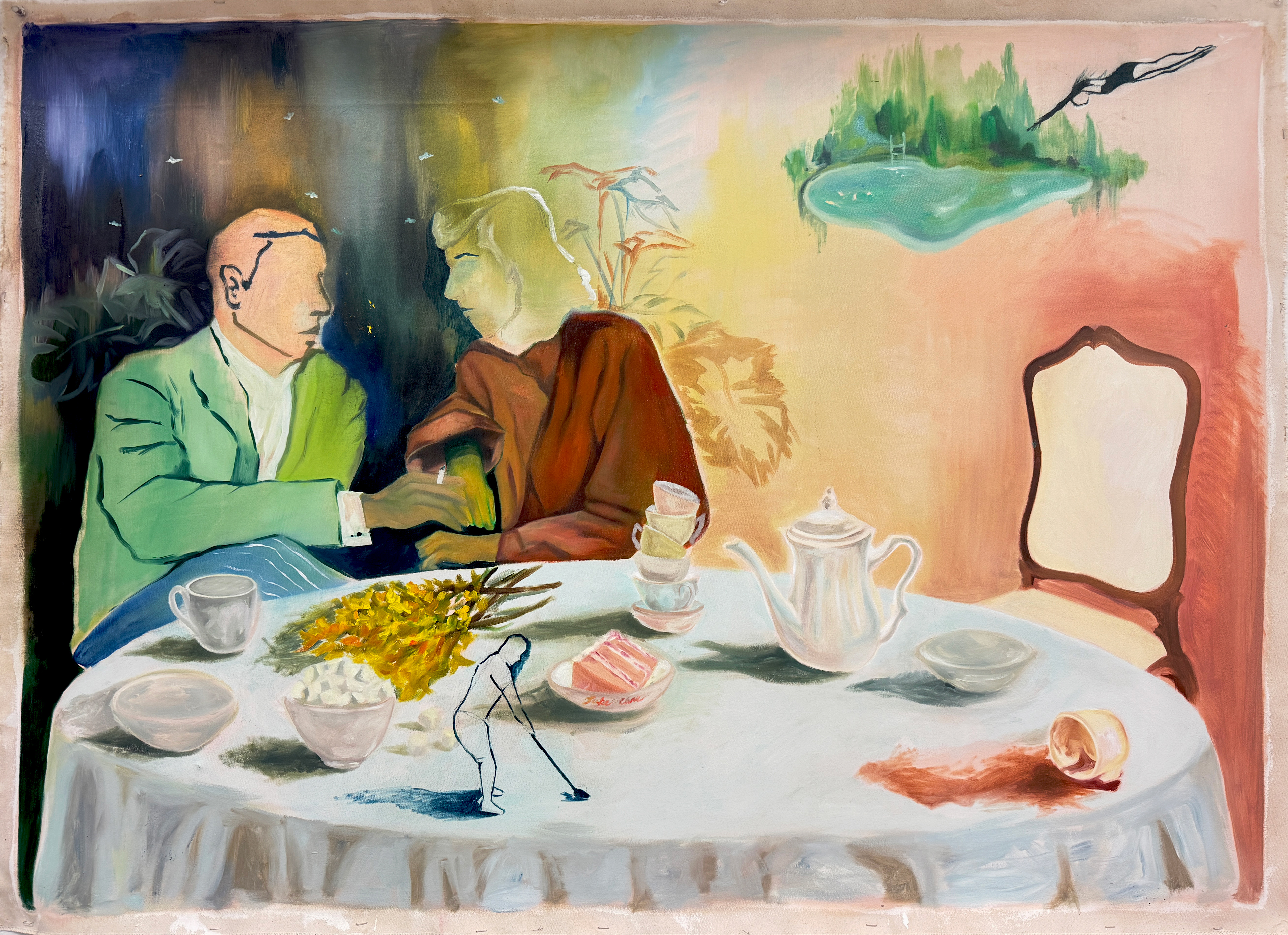 (IN PROGRESS) Tea Party Party, Oil on Canvas, 2024