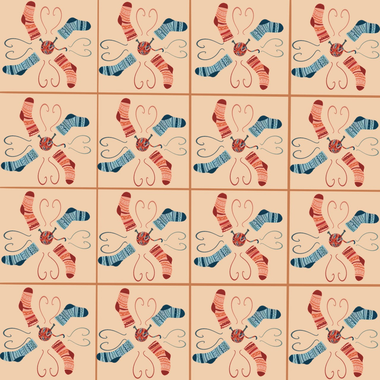 Pattern Study 4: Warm and Cozy, done through Procreate-November 2022