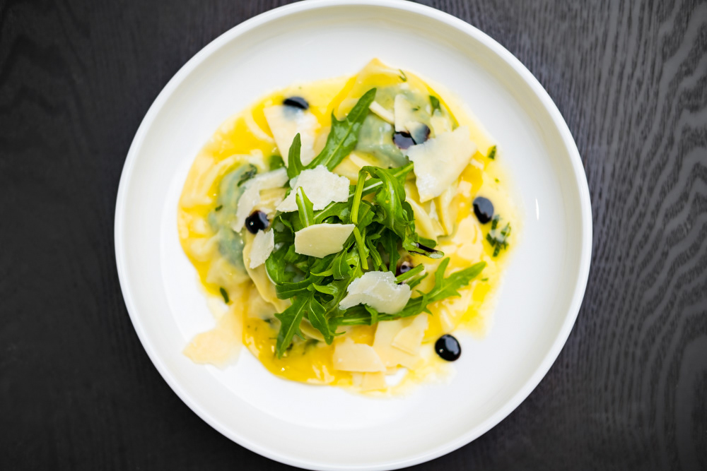 Spinach Ravioli, Sage Butter, Arugula