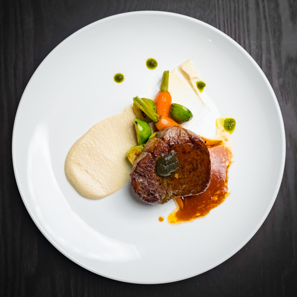 Tenderloin, Celeriac Puree, Bruxelles Sprat