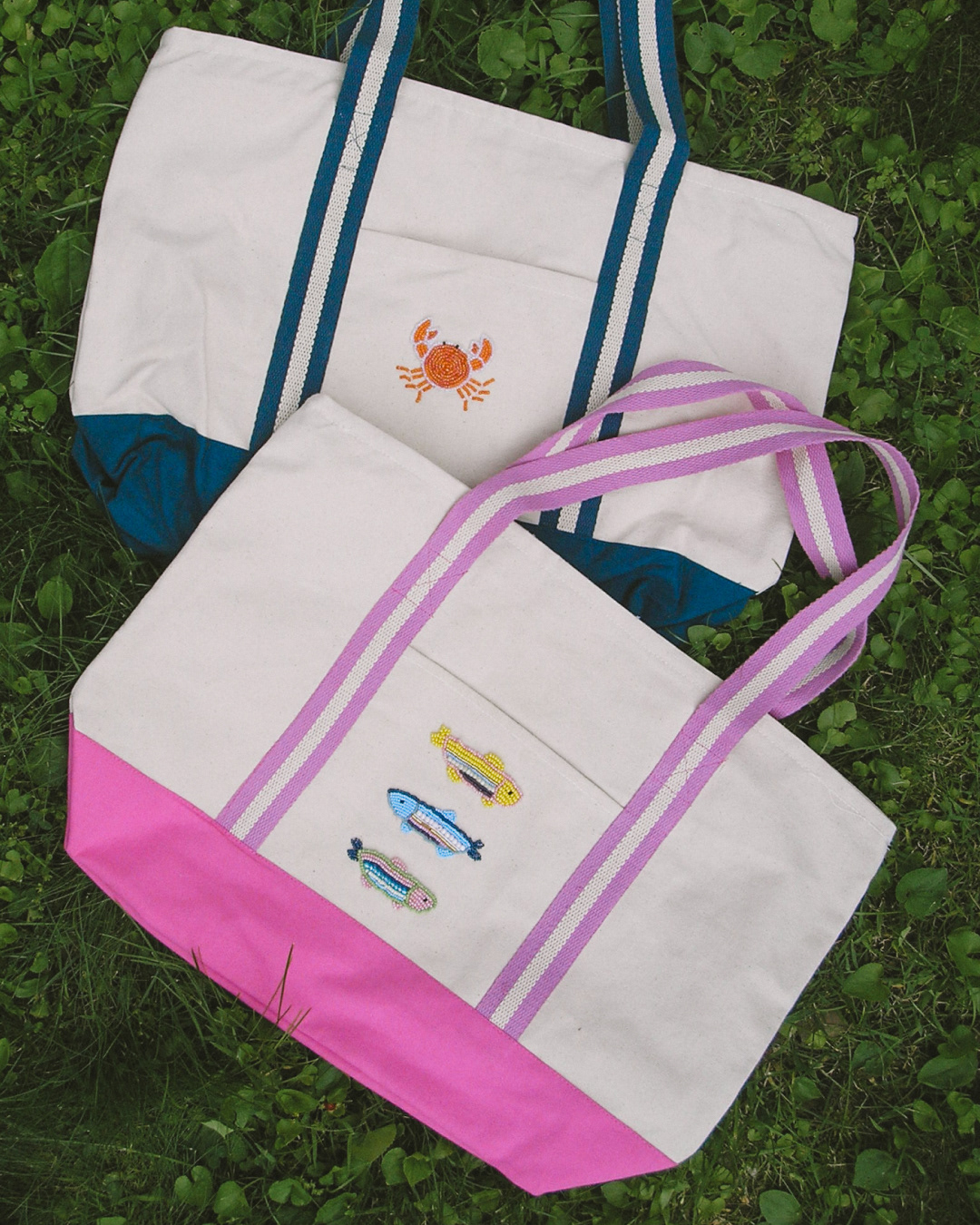 Bead Embroidery patch added to totes!