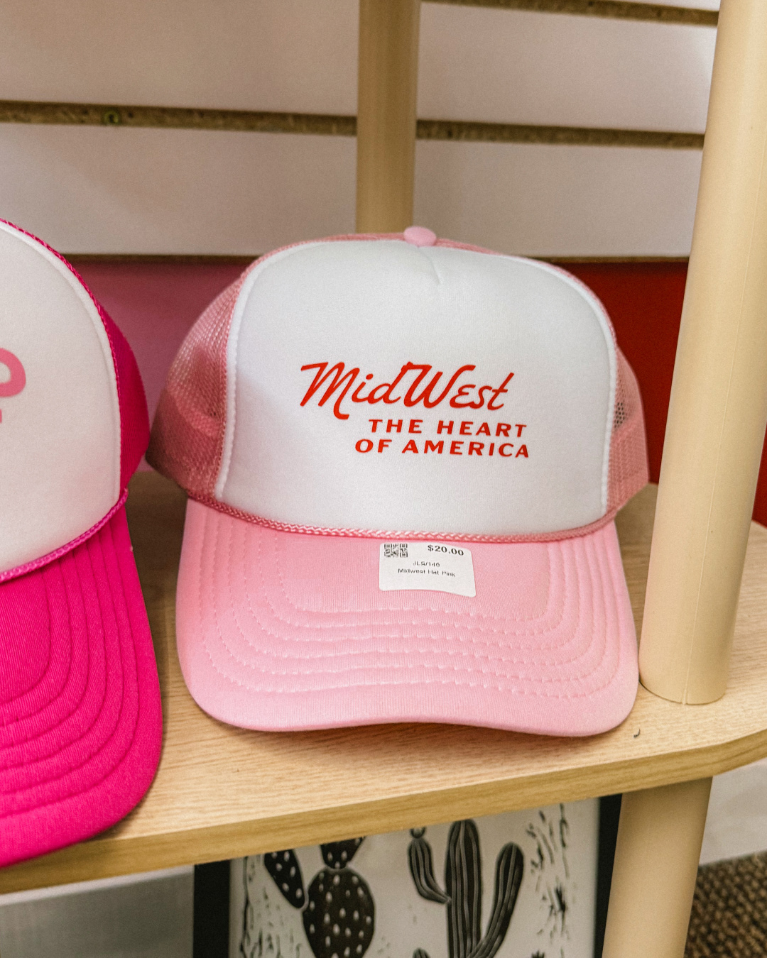 "midwest" vinyl patches pressed onto trucker hats