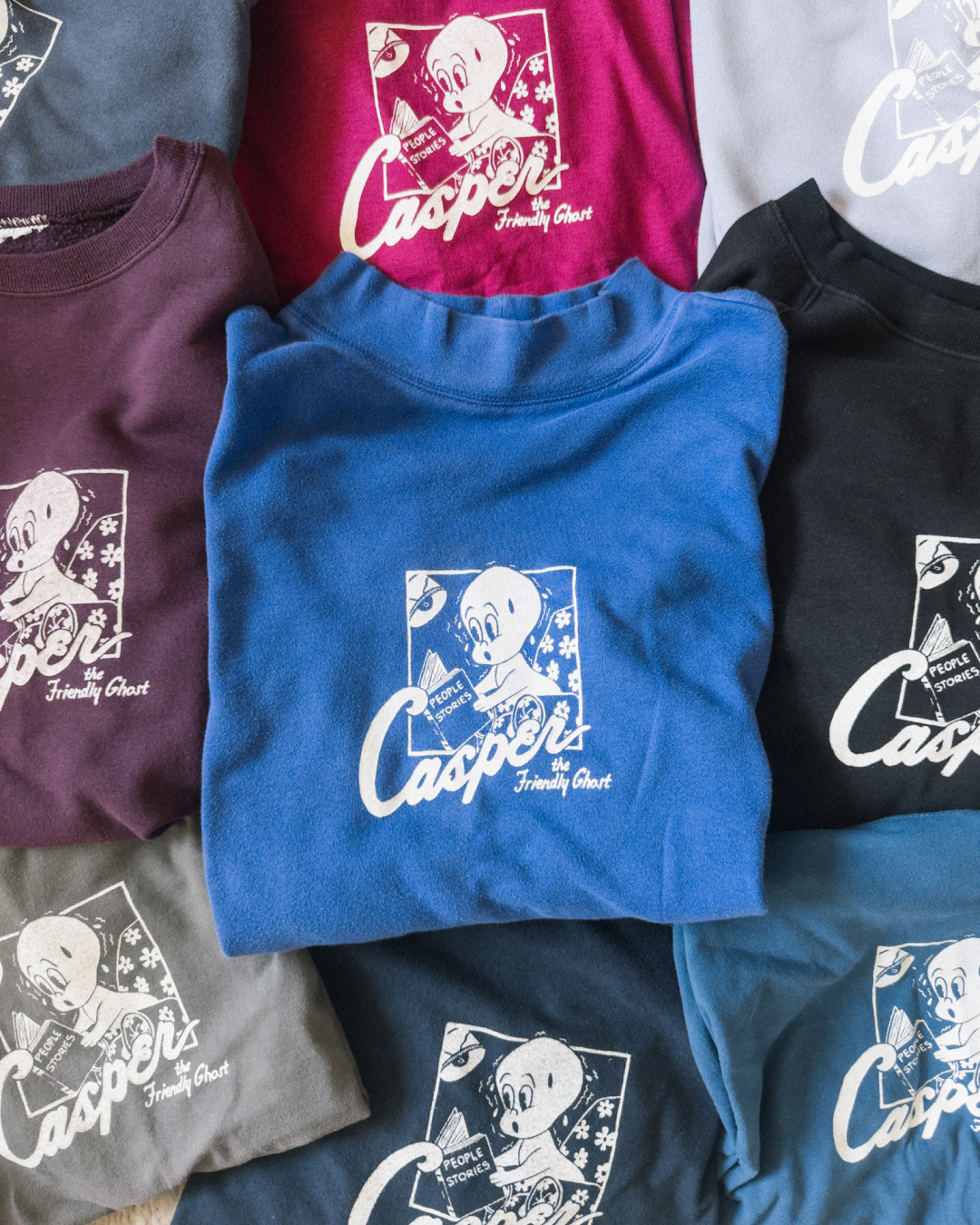 "Casper" design on various vintage/up-cycled blanks