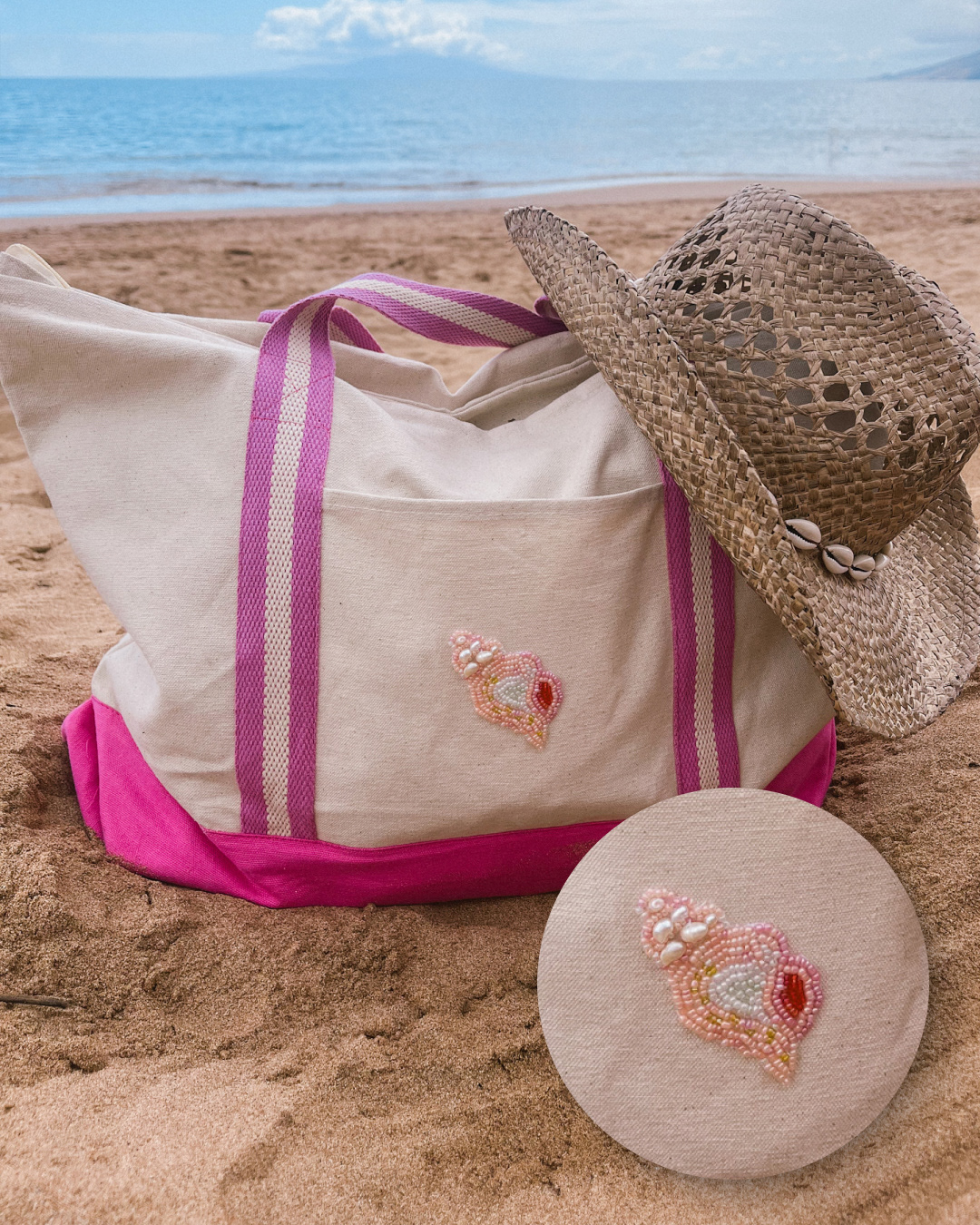 Bead Embroidery patch added to a tote!