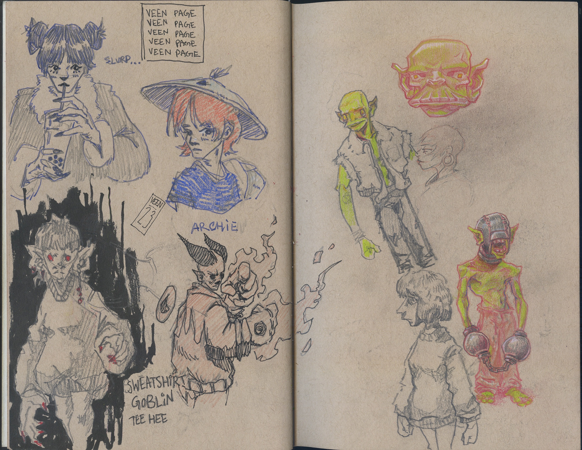 tried to copy veen style on the right, came up with some cool little guys.