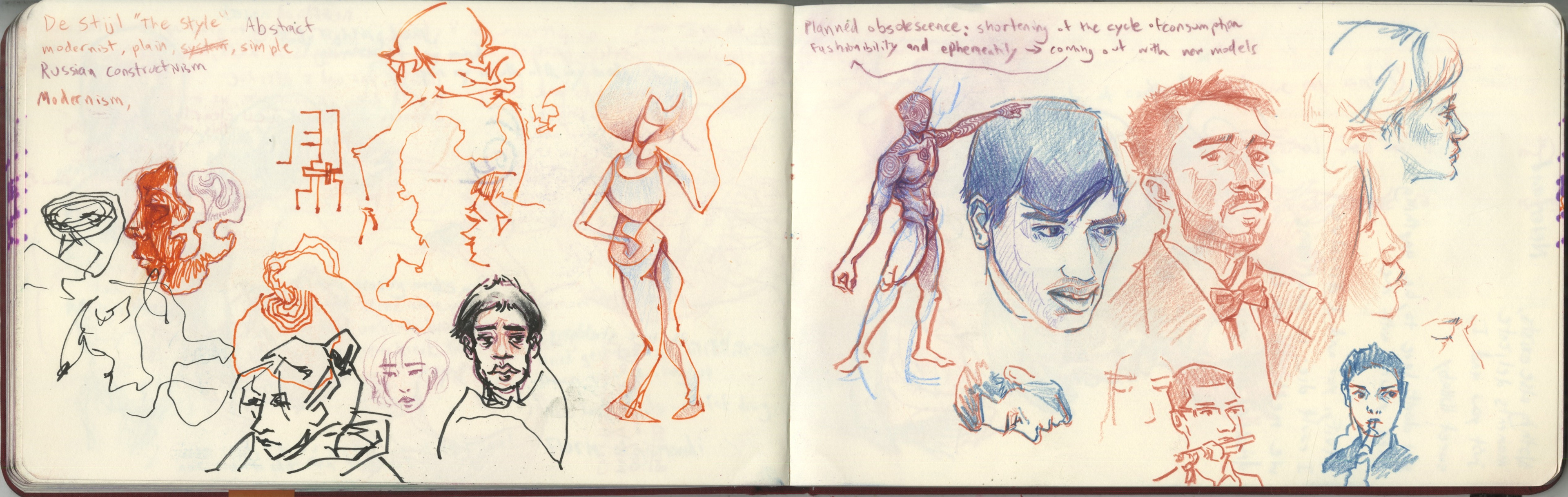 love the two figures towards the middle. also drew some members of music club during one of our performances (right page)