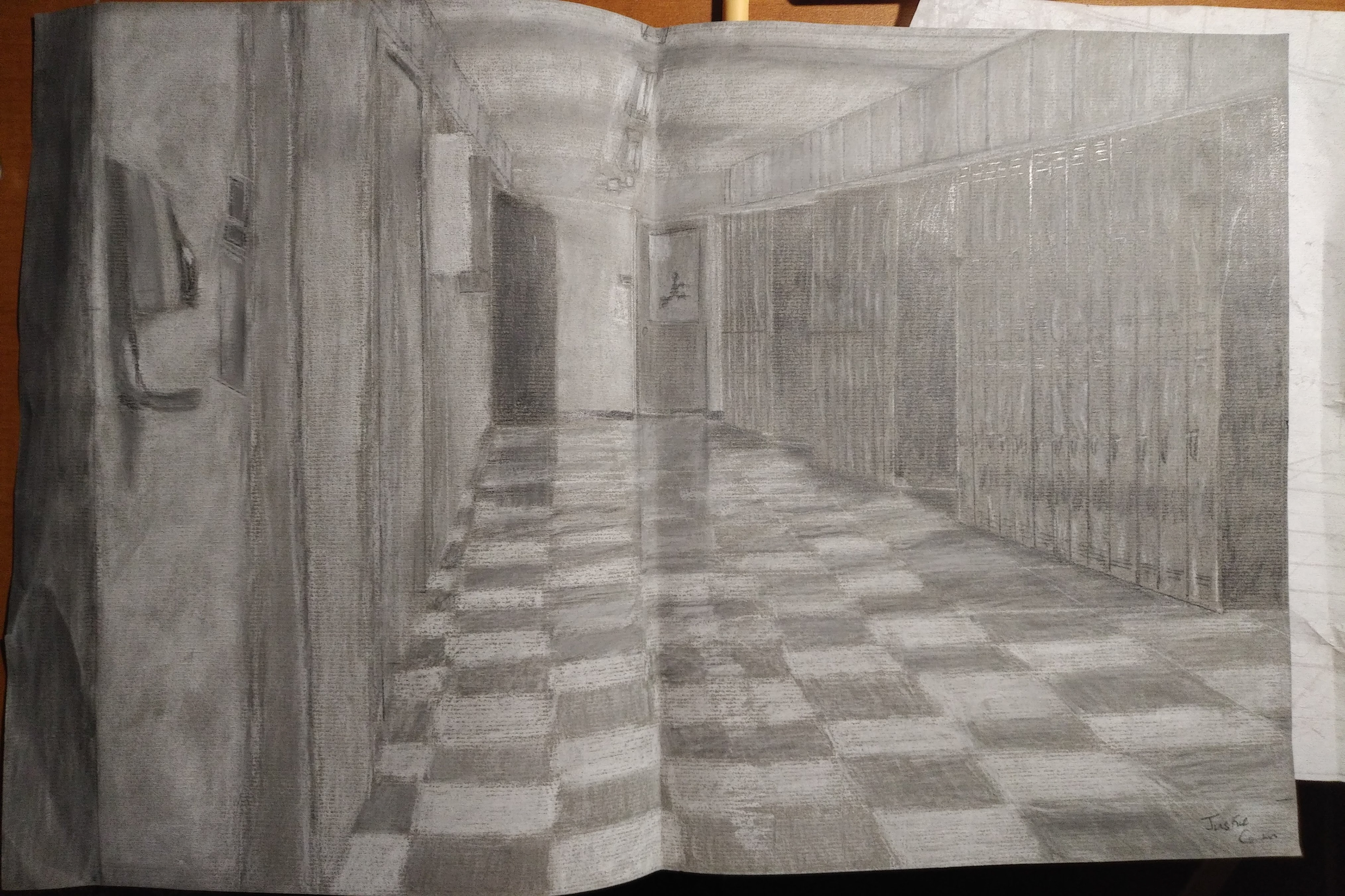 Hallway drawing for first art class