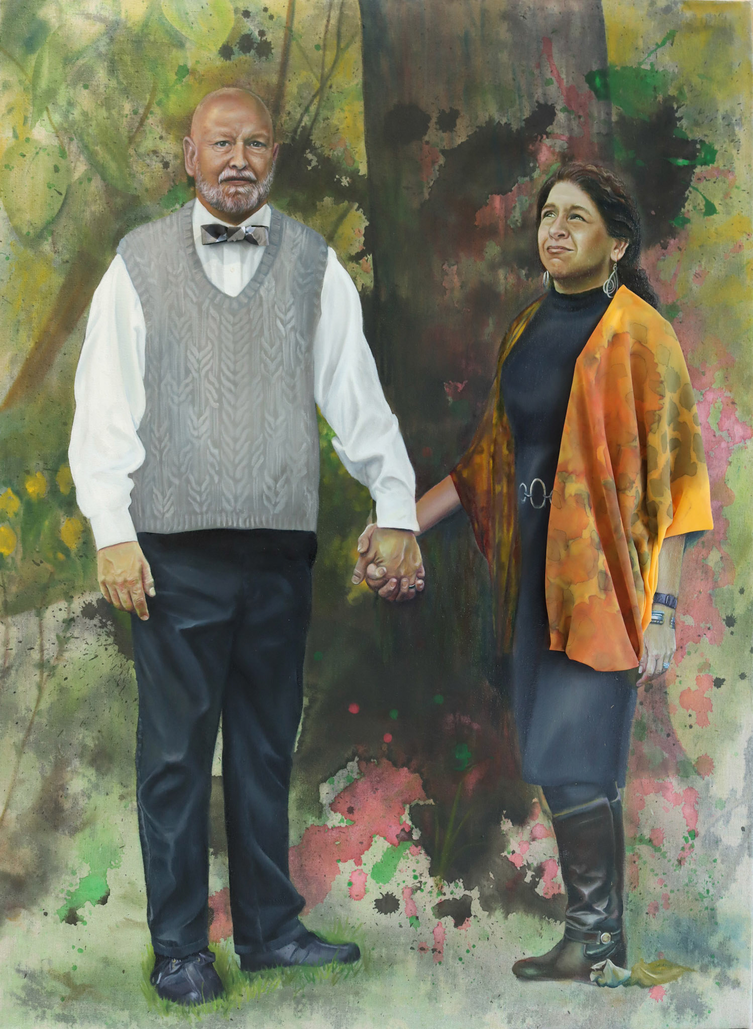 For Nicholas, Oil on linen with textiles, 2022