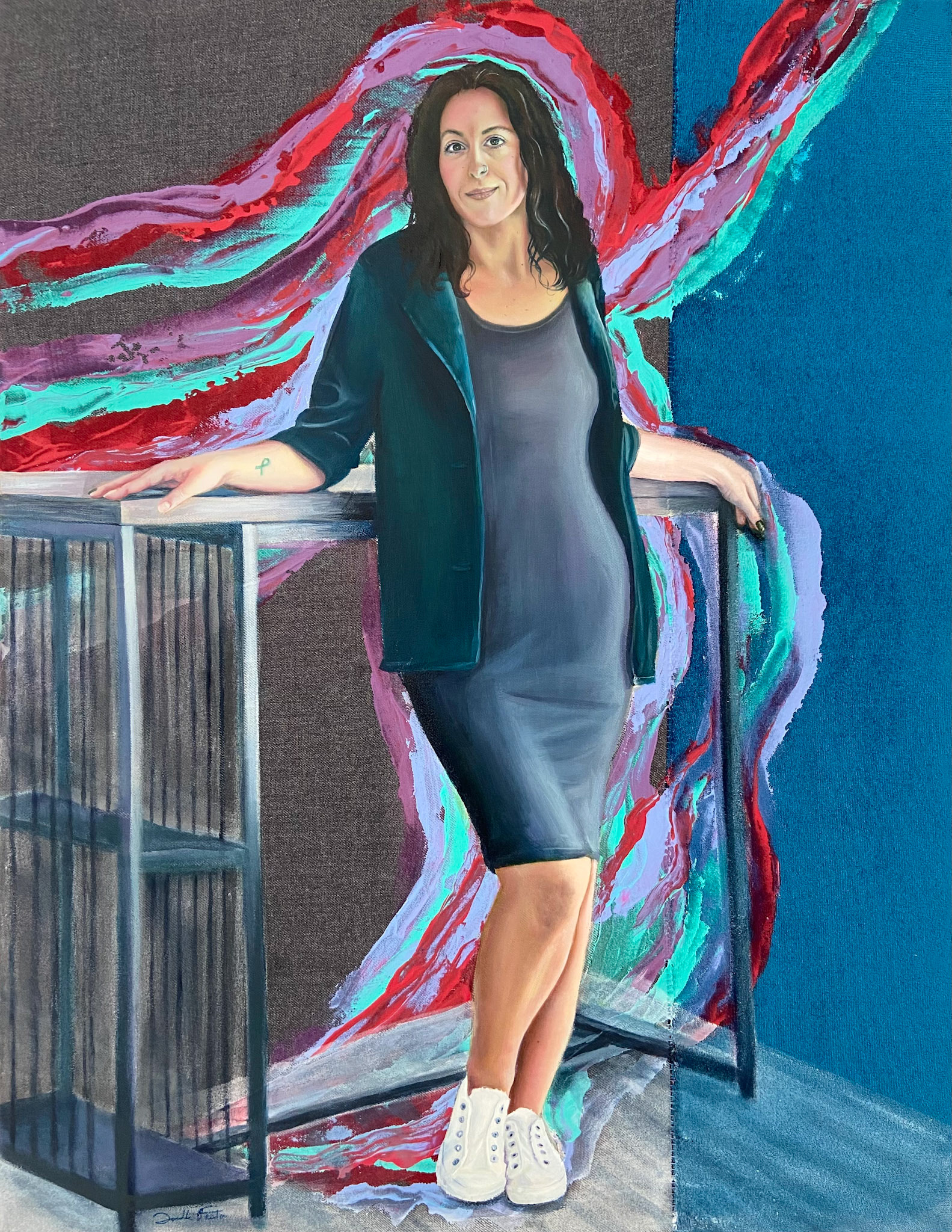 Guardian, Oil on cotton-blend and velvet, 2022