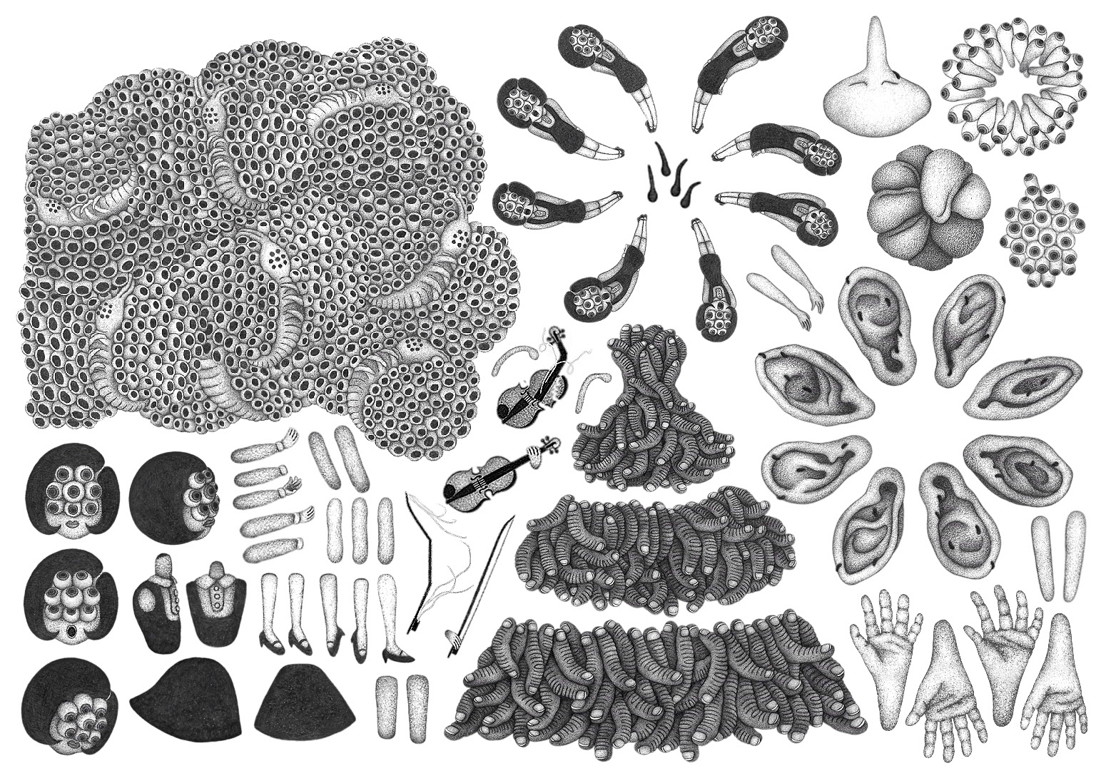 Pencil-Drawn Puppets (Girl, Queen, Moth)