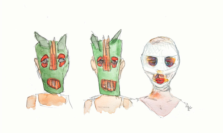 “Goodnight Mommy”, watercolor and pencil on paper 