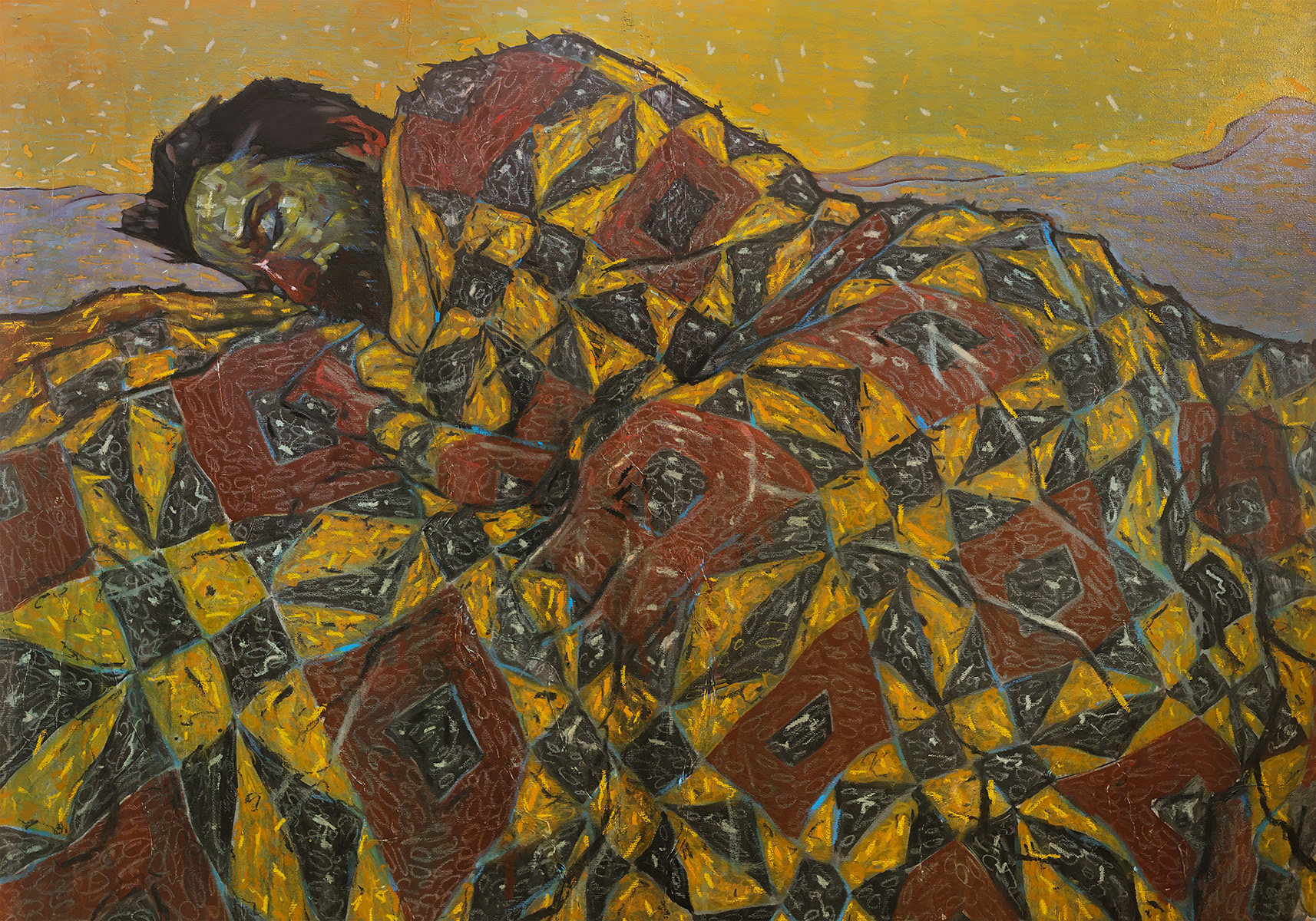 Quillt, Oil and Pastel on Canvas, 48in x 36in