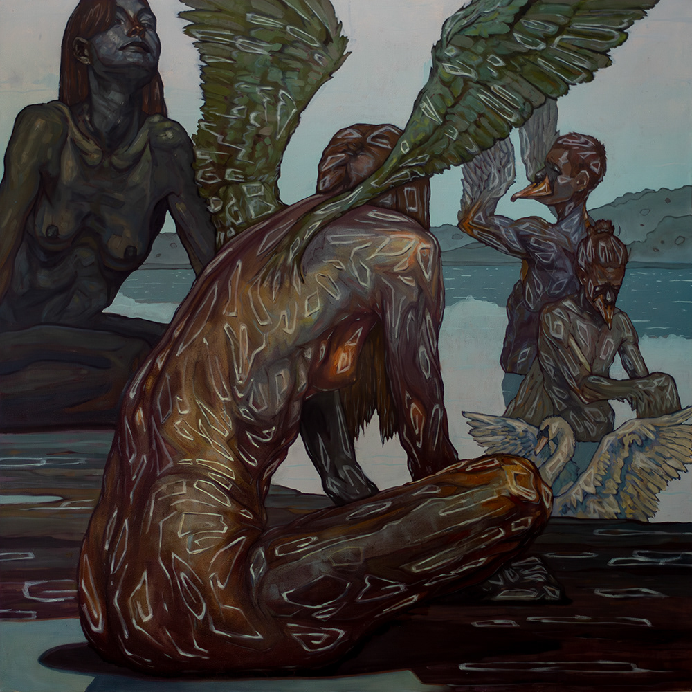 Children of Lir I, 48in x 48in, Oil on Canvas