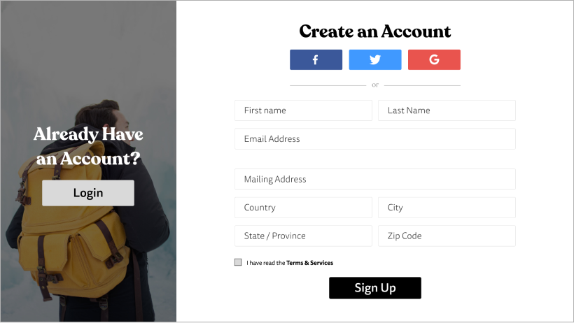 Sign Up / Login