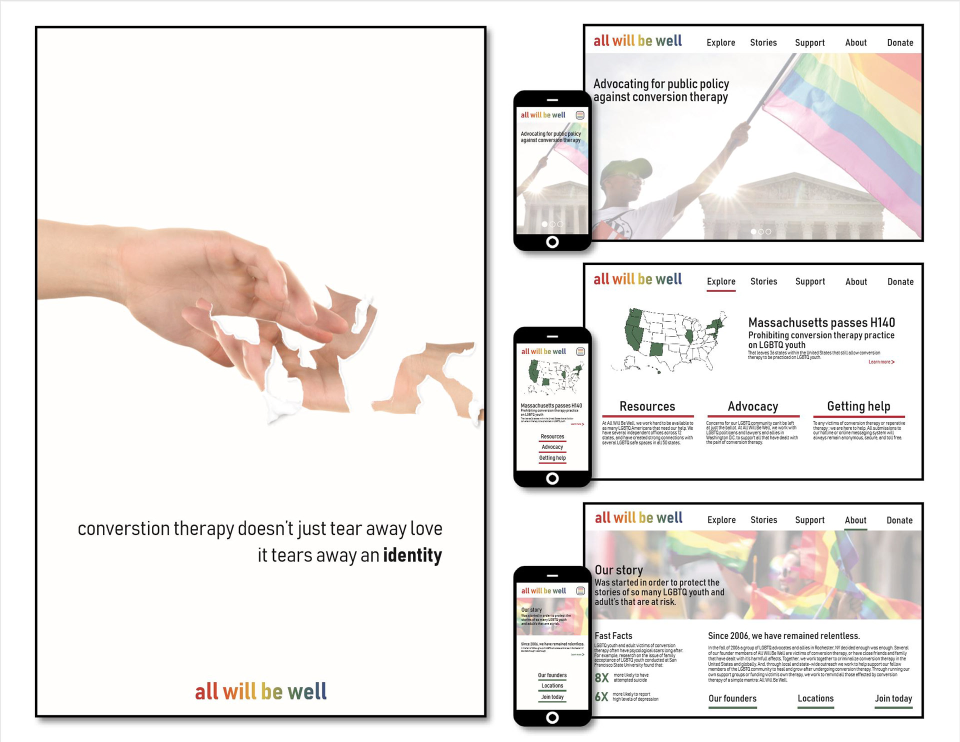 All Will Be Well - Web Design mock-up for a social issue group