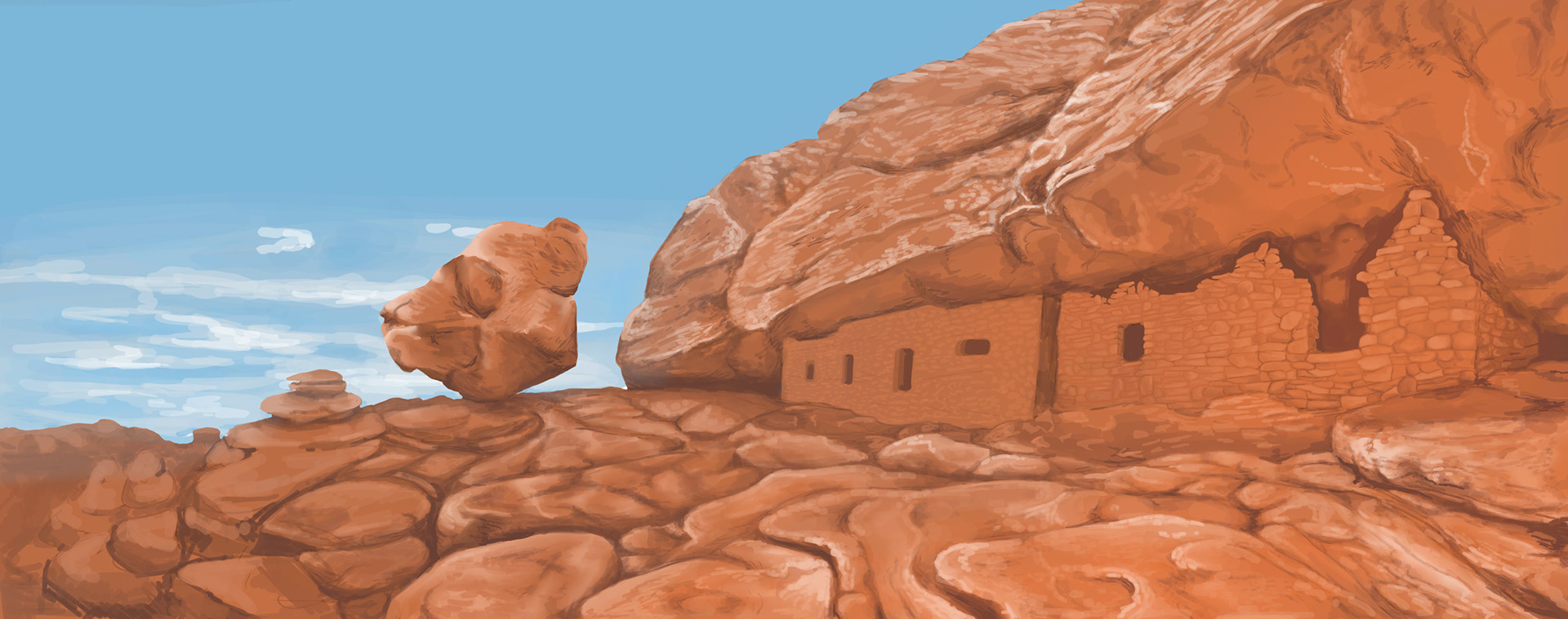 Bears Ears National Monument - Spring 2019 - Digital Illustration, 1/3 for the "this land is made for you and me" zines for the Honors Leadership Trip