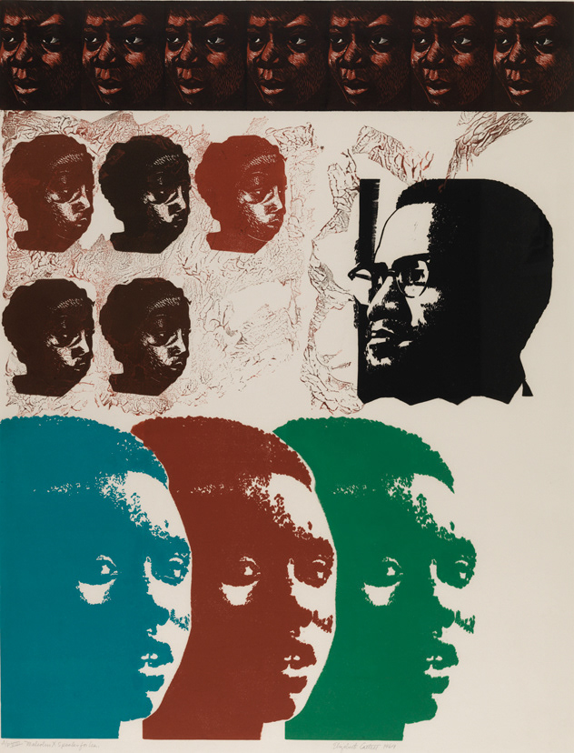 Elizabeth Catlett, "Malcolm X Speaks for Us," 1969.