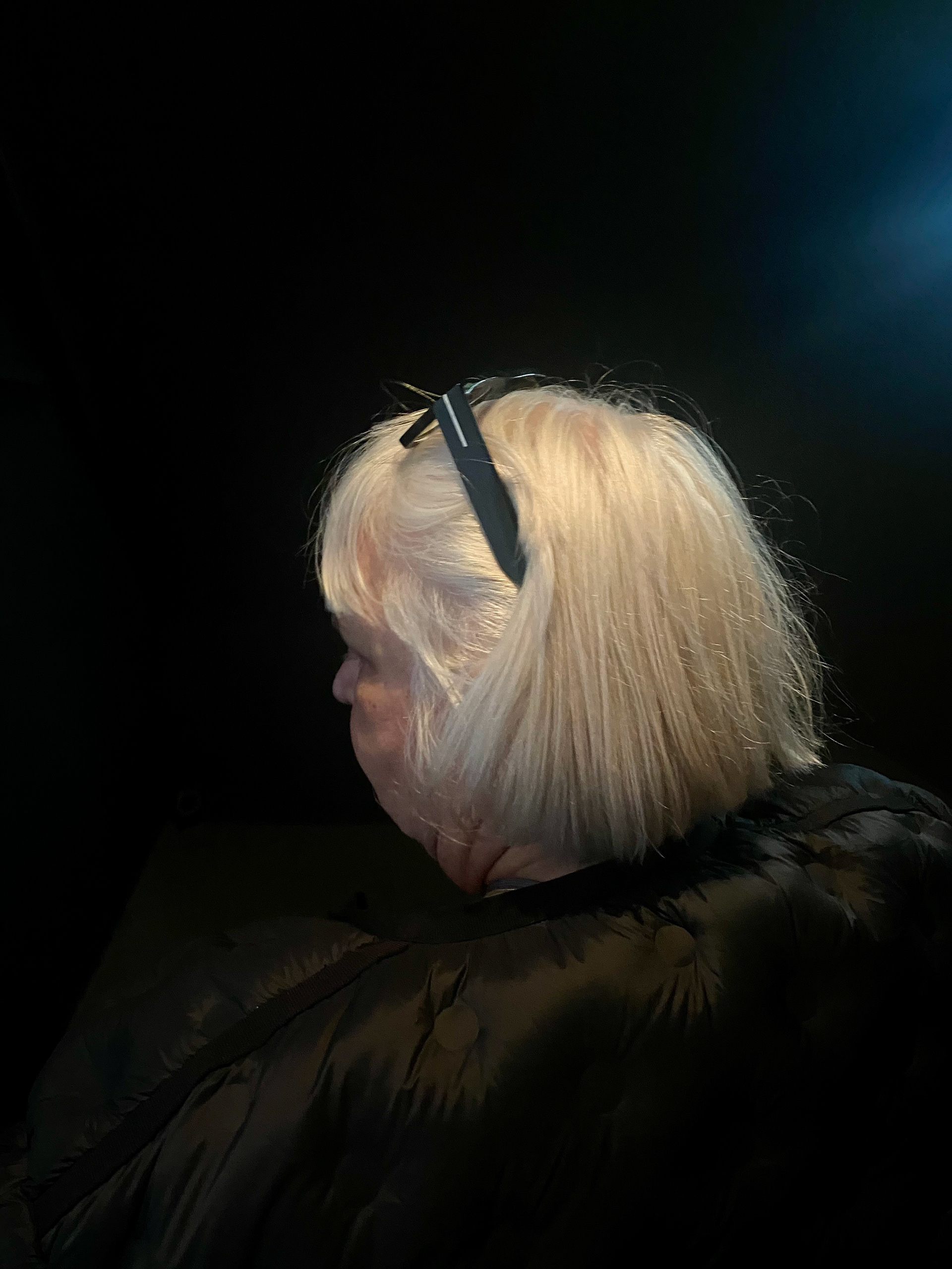 Loraine Todd listening to my audio stream, confused as to what was happening