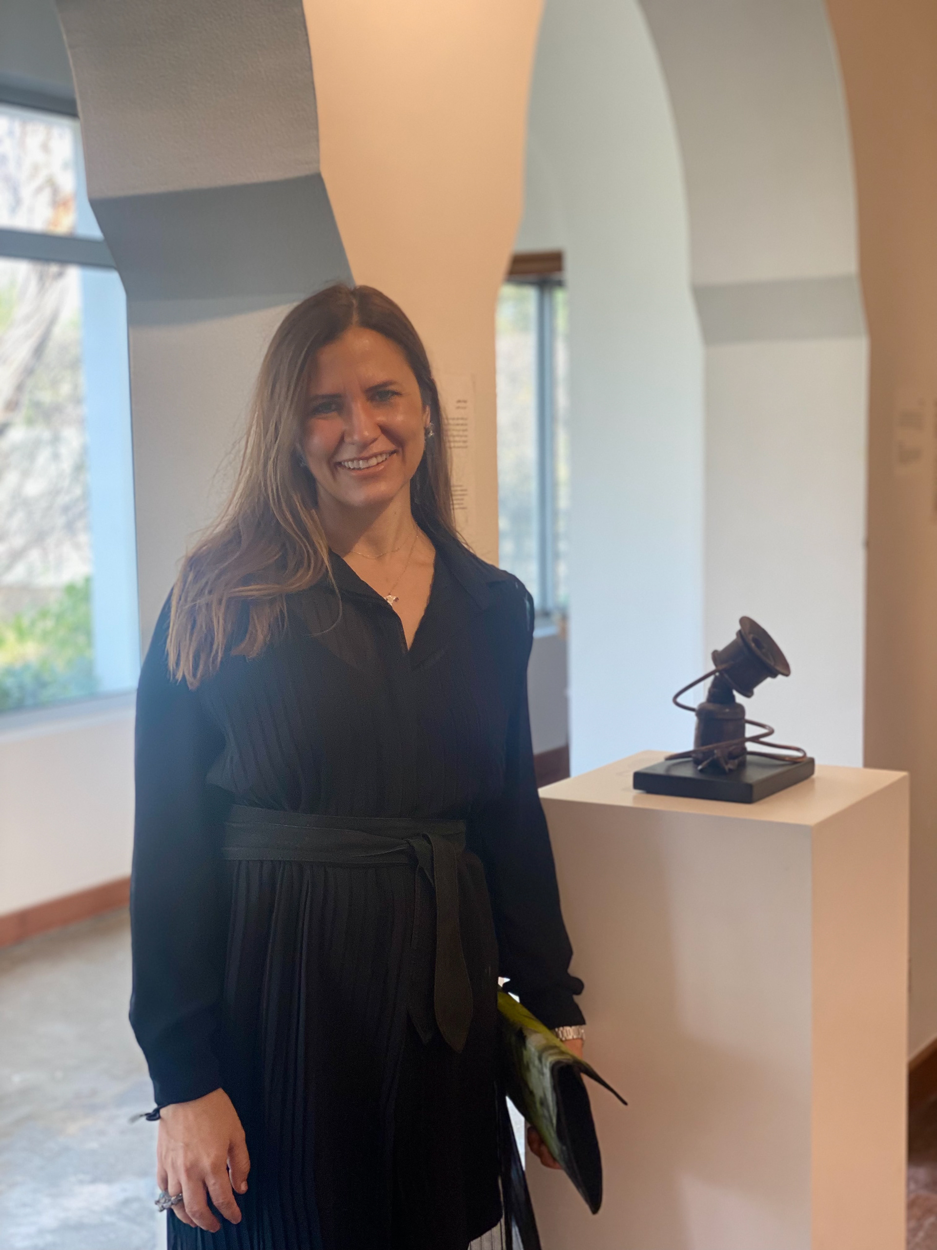 Karima Sharabi with her bronze breast pump