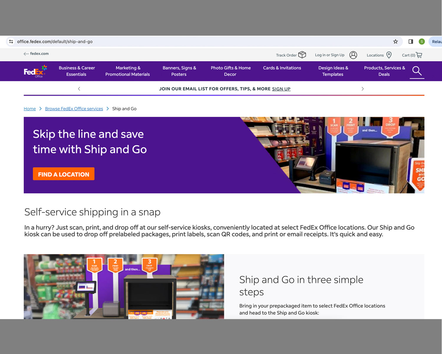 FedEx Office Website: Featuring Ship n' Go