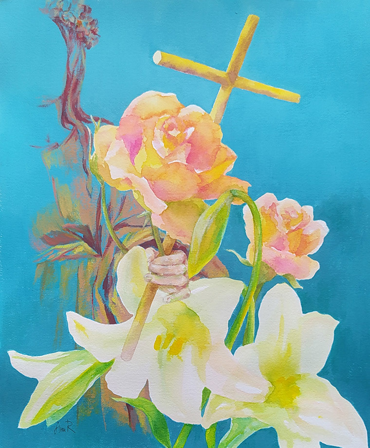Atravesados por la rosa. 30x37cm.