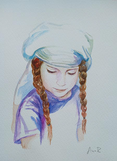 Niña costalera. 20,7x28 cm.