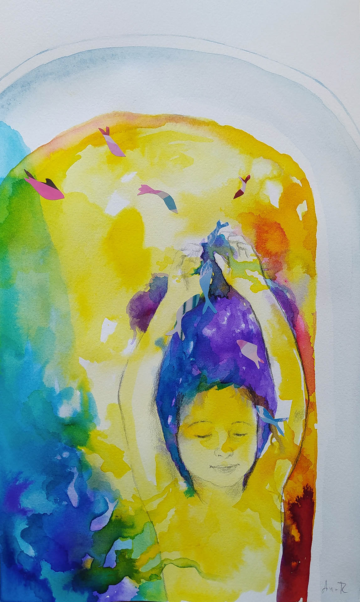 En mi bañera hay peces de colores. 22,7x38 cm.