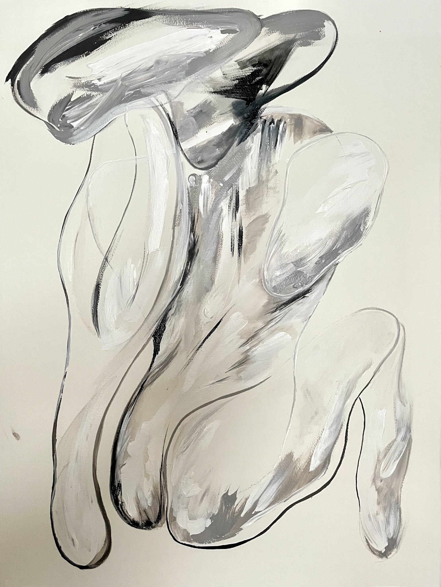 Form Work 2022, Bodies in Motion #1 - 22 X 30 Acrylic, Charcoal on Paper