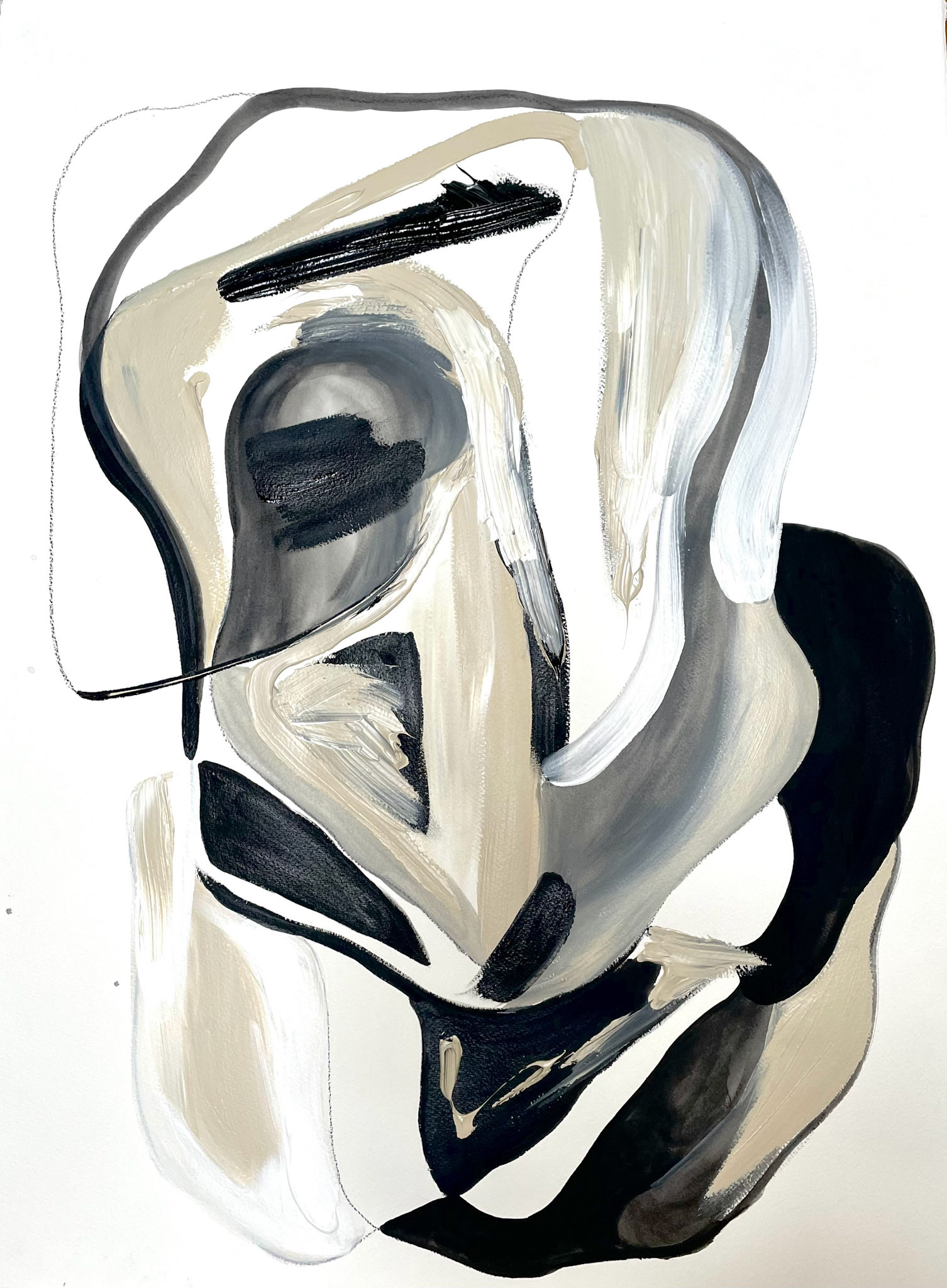 Panel 1 - 22 X 30 Acrylic . Charcoal on Paper