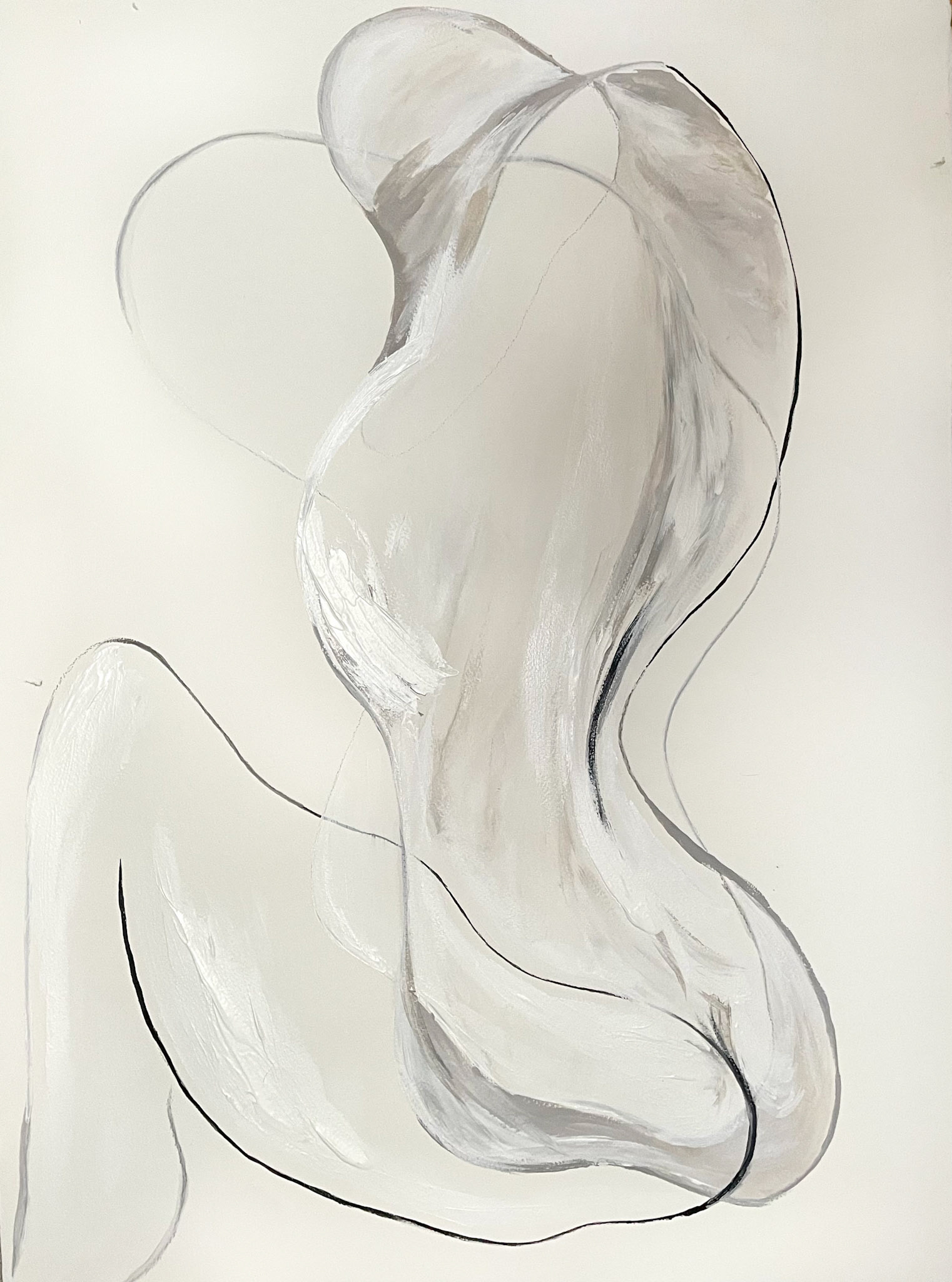 Form Work 2022, Bodies in Motion #3 - 22 X 30 Acrylic, Charcoal on Paper