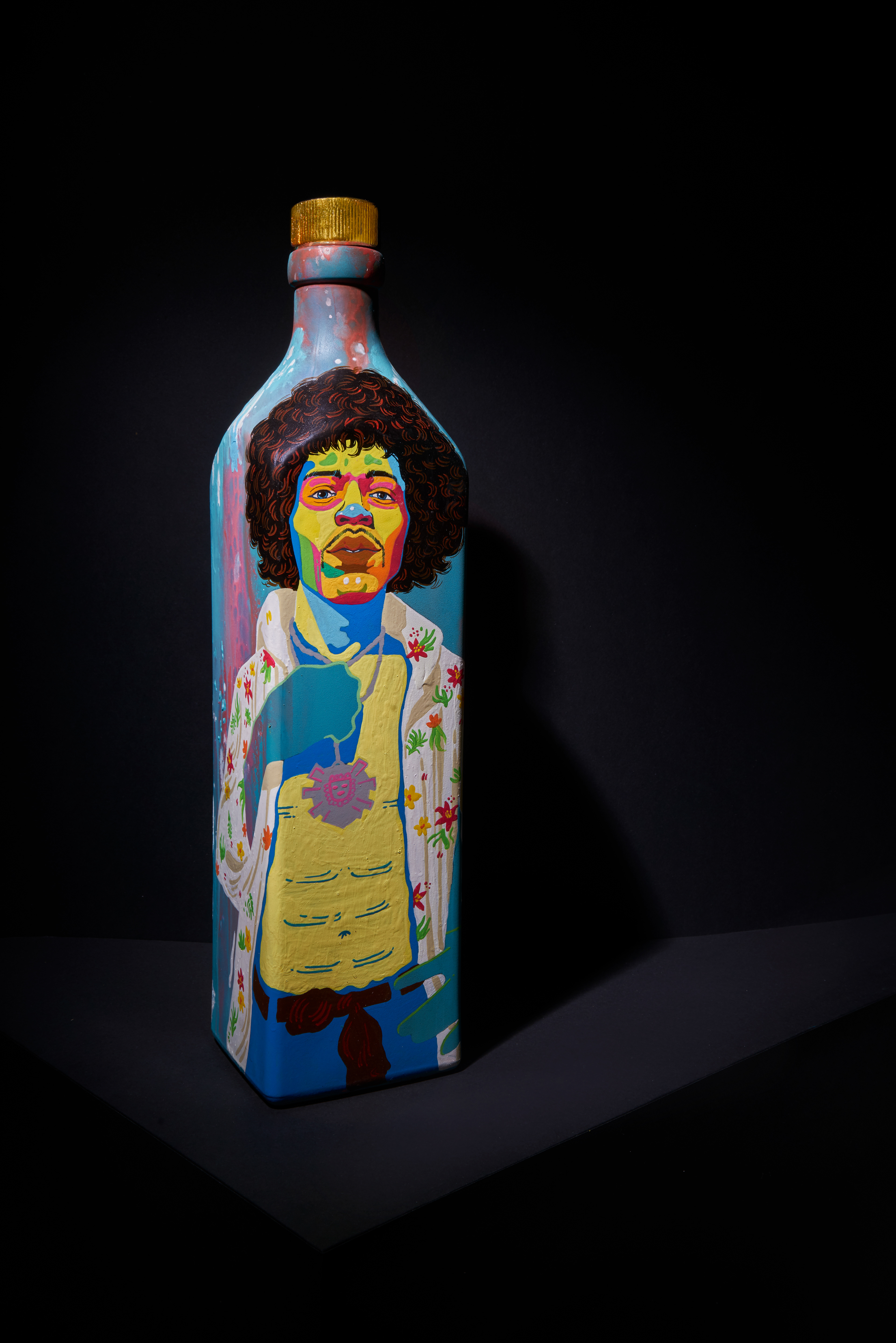 Indian artists, creative expression, art on object, functional canvas, 3D illustration, mixed media, bottle series, object storytelling, vibrant forms, painted sculpture